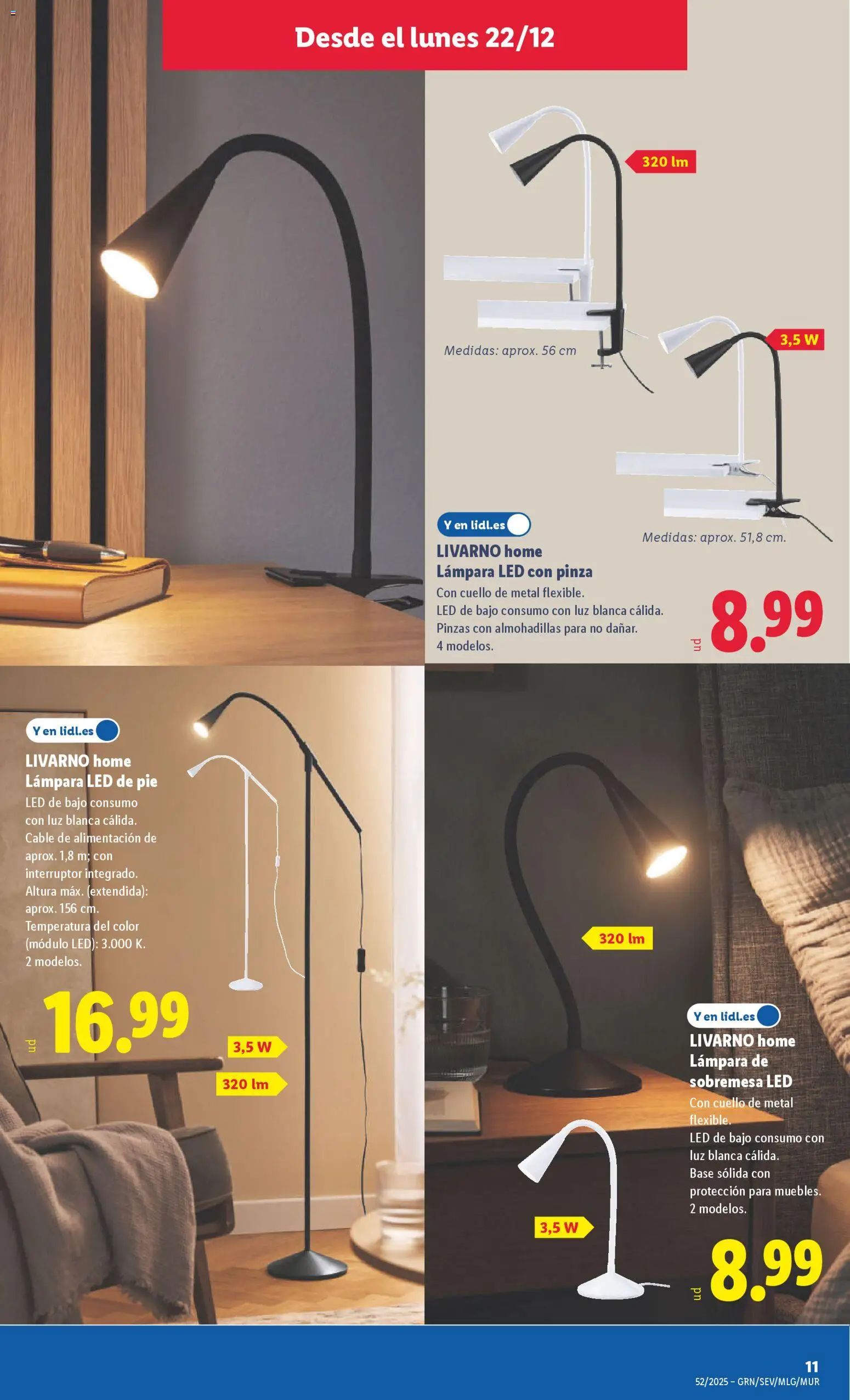 Lidl folleto de bazar │ válido desde el 22.12.2025 | Página: 21 | Productos: Cable, Lámpara de pie, Lámpara
