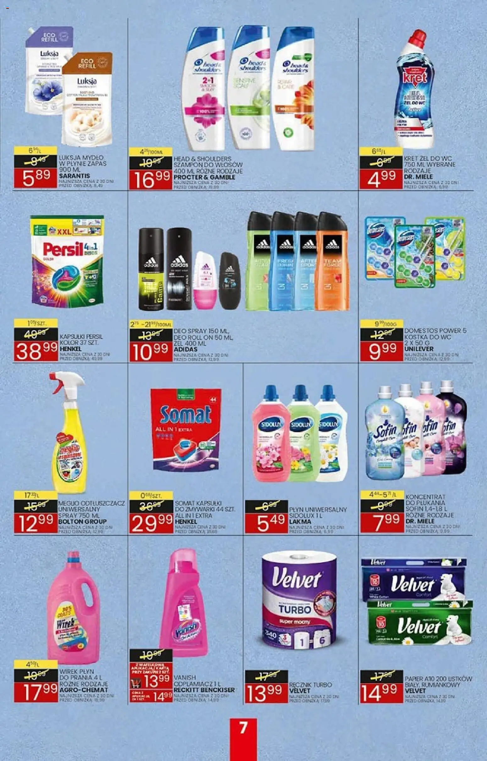 Wafelek gazetka od 20.04.2026 | Strona: 7 | Produkty: Vanish, Mydło w płynie, Domestos, Mydło