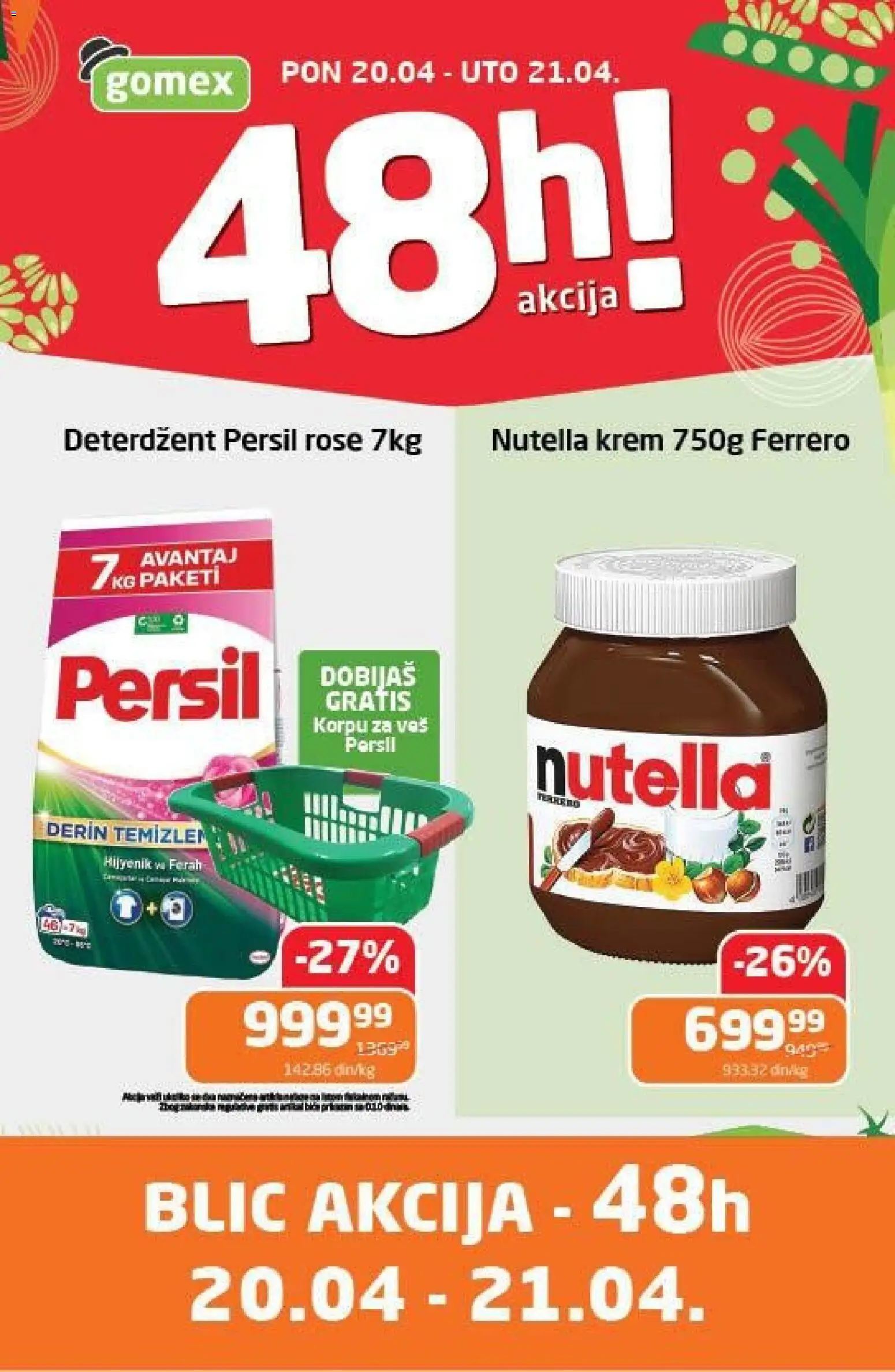 Gomex katalog - važi od 20.04.2026 | Strana: 1 | Proizvode: Deterdžent, Ferrero, Nutella, Persil