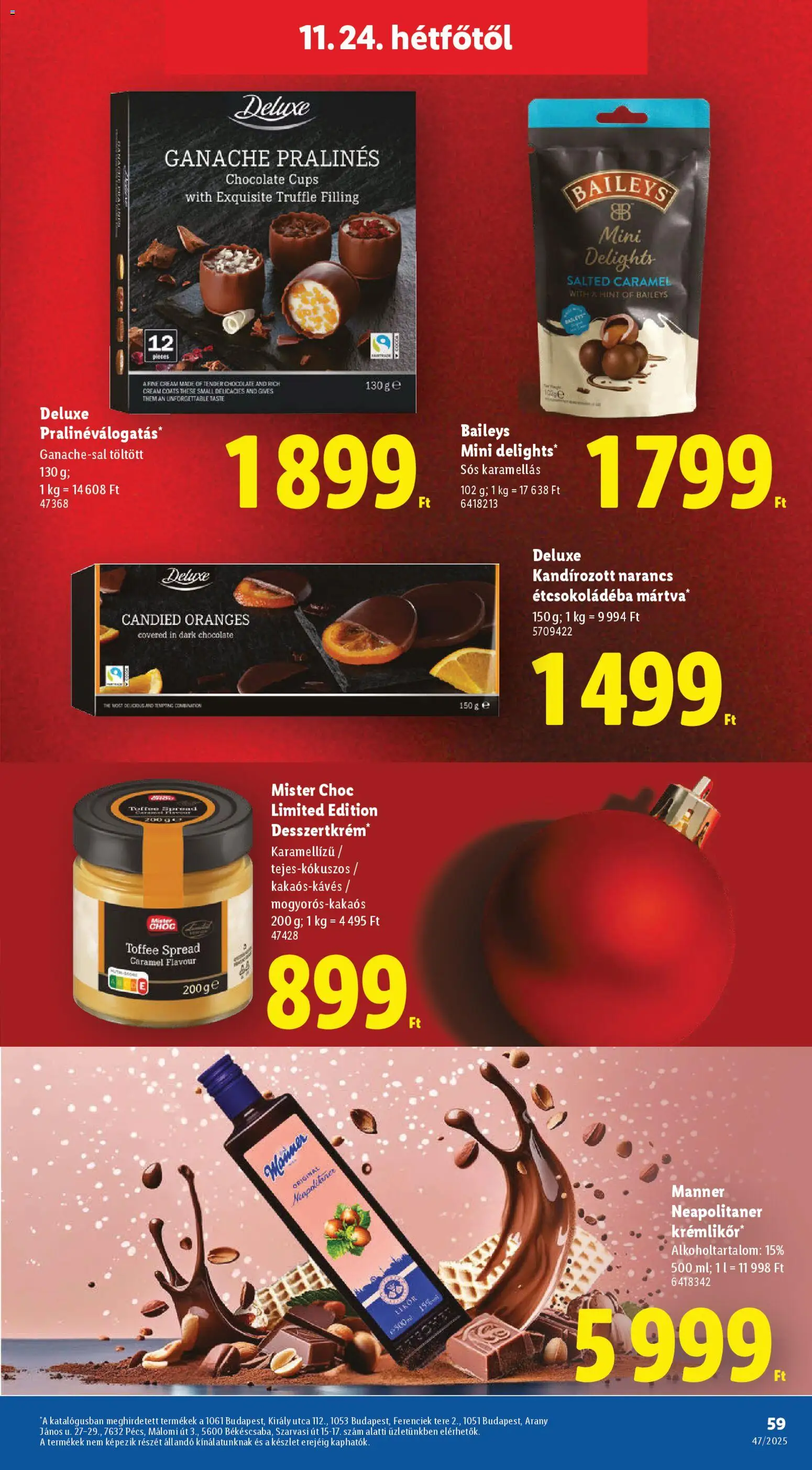 Lidl akciós ujság - amely érvényes a következő dátumtól: 20.11.2025 | Oldal: 59 | Termékek: Narancs, Likőr