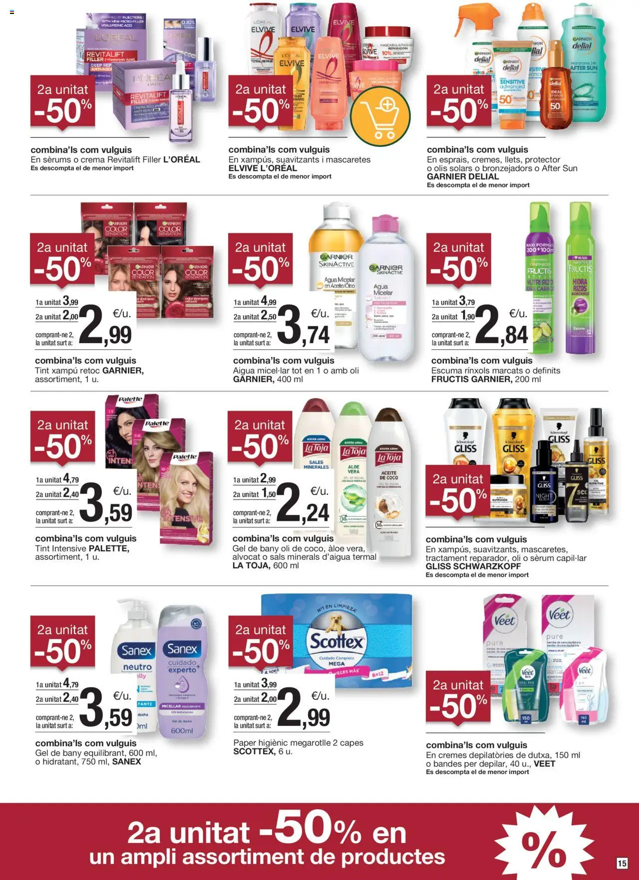 Bonpreu folleto │ válido desde el 01.07.2025 | Página: 15 | Productos: Agua micelar, Sérum, Τυρόπιτα, Ducha