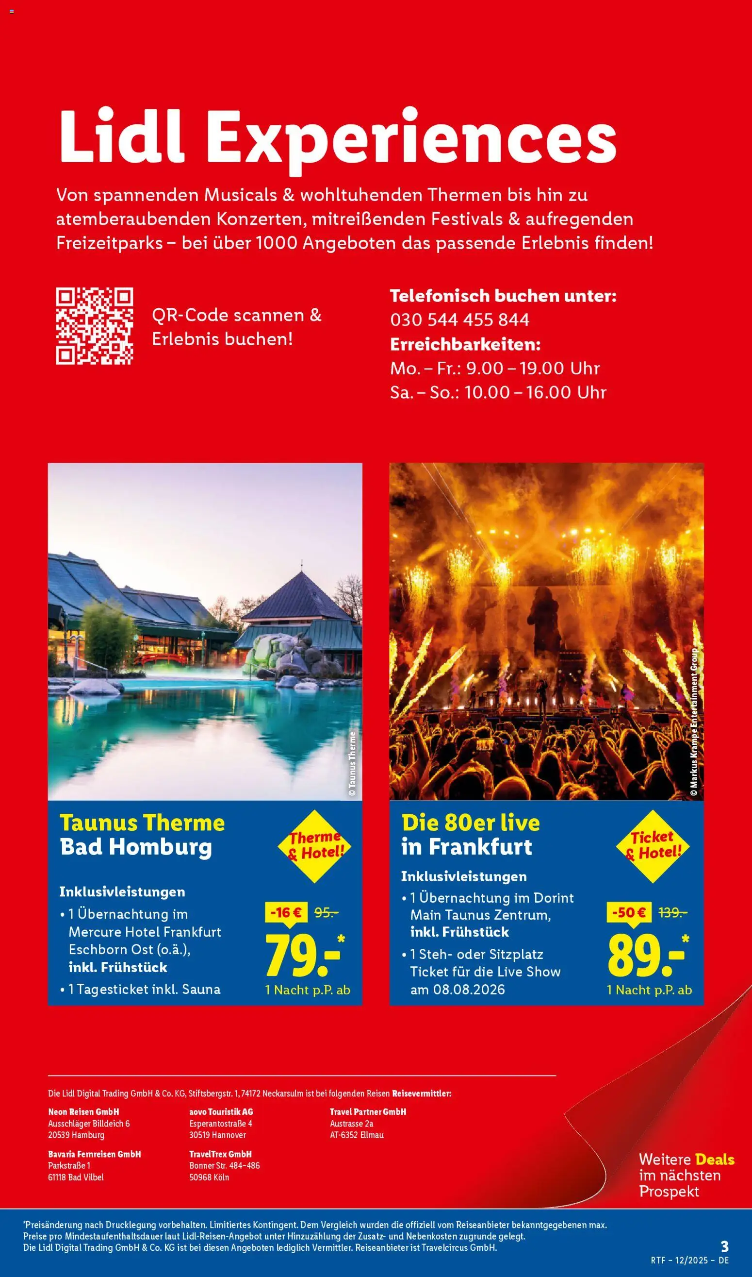 Lidl Reisen Dezember/Januar Reise-Highlights – gültig ab 12.12.2025 | Seite: 3 | Produkte: Bad, Uhr