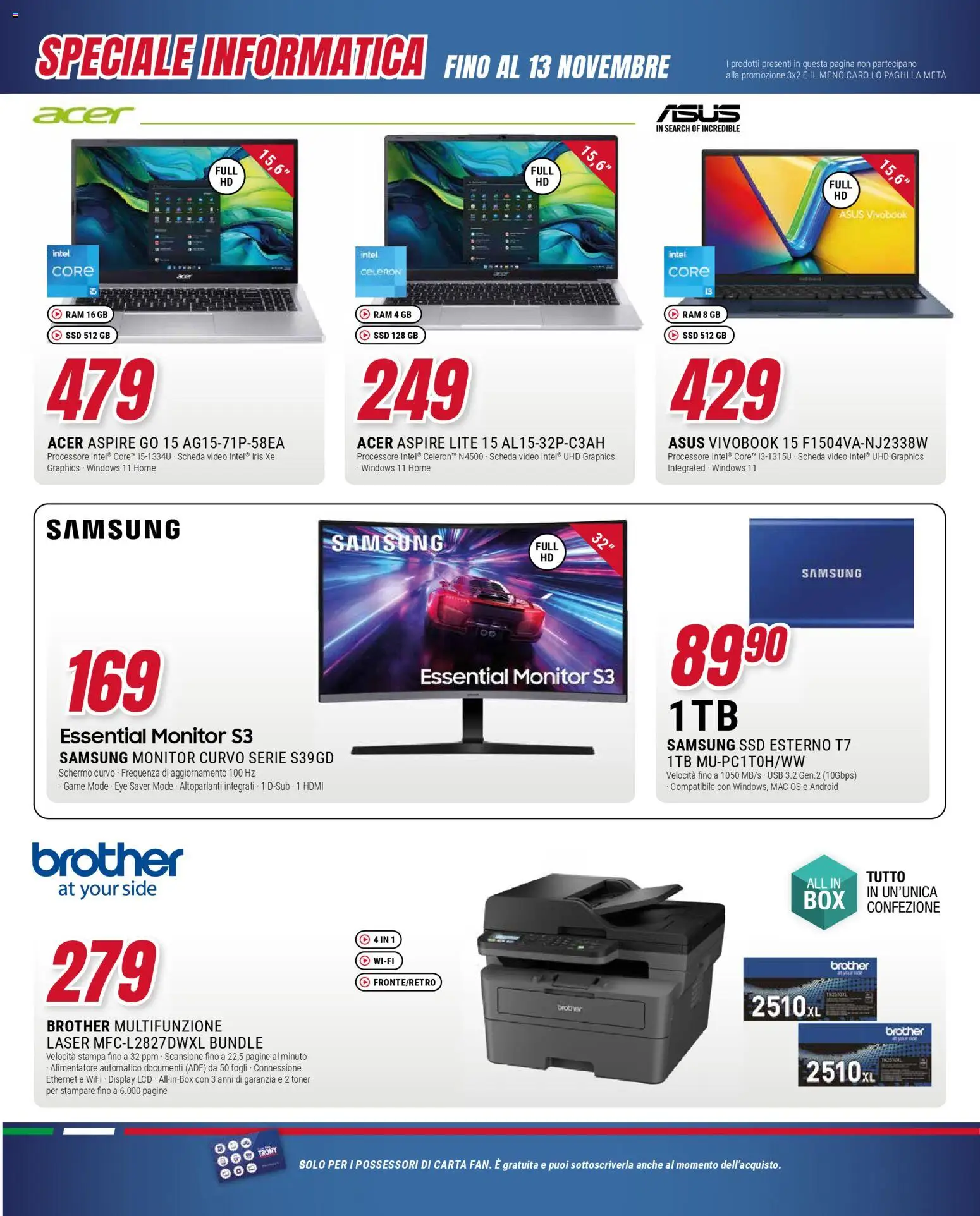 Volantino Trony del 30.10.2025 | Pagina: 37 | Prodotti: Monitor, Video, Stampa, Samsung