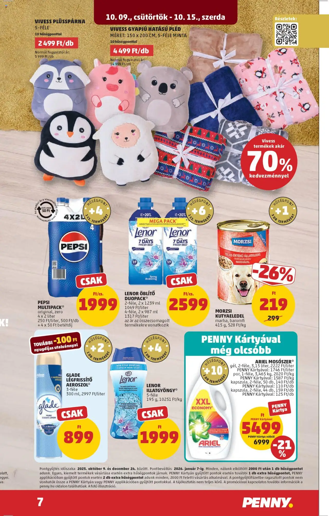 PENNY akciós ujság - amely érvényes a következő dátumtól: 09.10.2025 | Oldal: 11 | Termékek: Ariel, Pepsi, Légfrissítő, Pléd