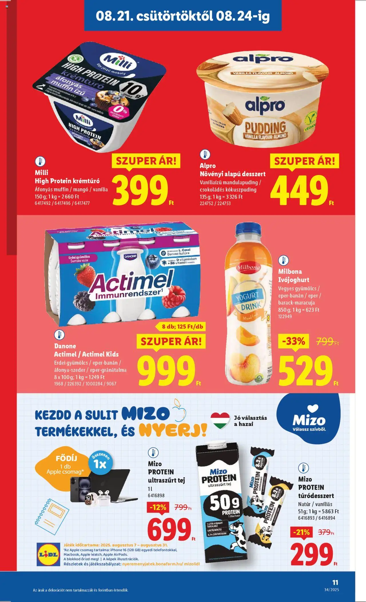 Lidl akciós ujság - amely érvényes a következő dátumtól: 21.08.2025 | Oldal: 11 | Termékek: Muffin, Protein, Tej, Mangó