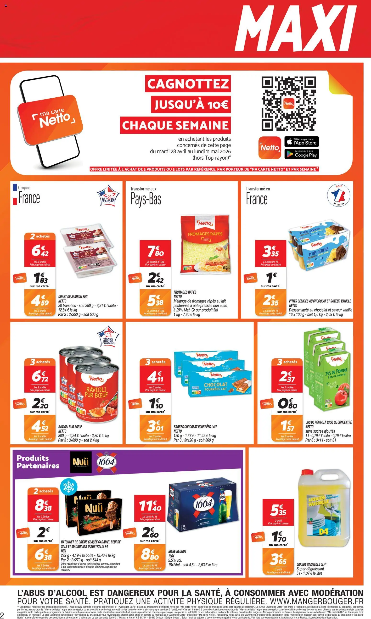 {H1} | Page: 2 | Produits: Prise, Beurre, Jus de pomme, Chocolat