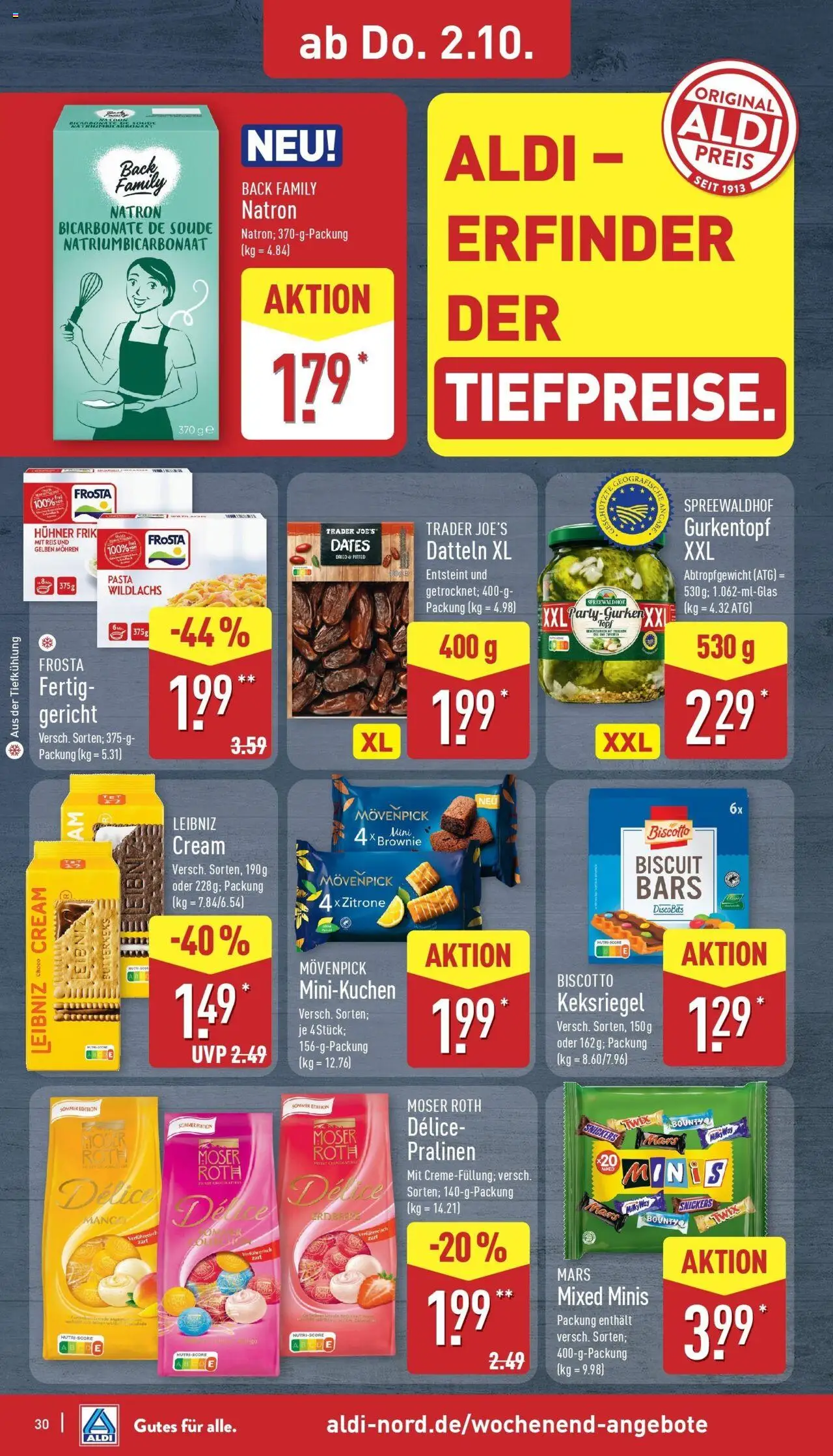 Aldi - ALDI Nord: Wochenangebote – gültig ab 28.09.2025 | Seite: 32 | Produkte: Snickers, Mohren, Pasta, Reis