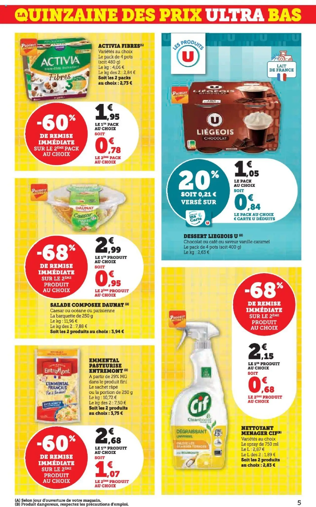  | Page: 5 | Produits: Salade, Emmental, Lait, Chocolat