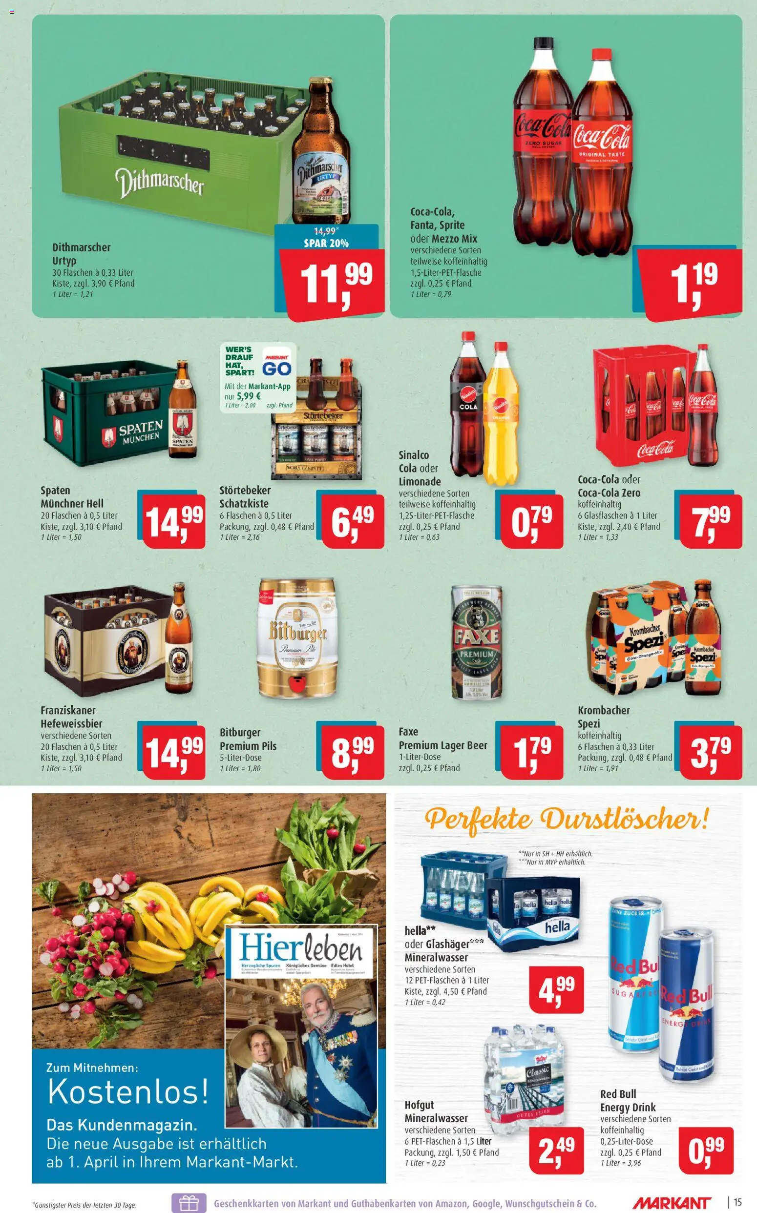 Markant Prospekt 	 – gültig ab 30.03.2026 | Seite: 15 | Produkte: Franziskaner, Coca cola, Hella, Krombacher