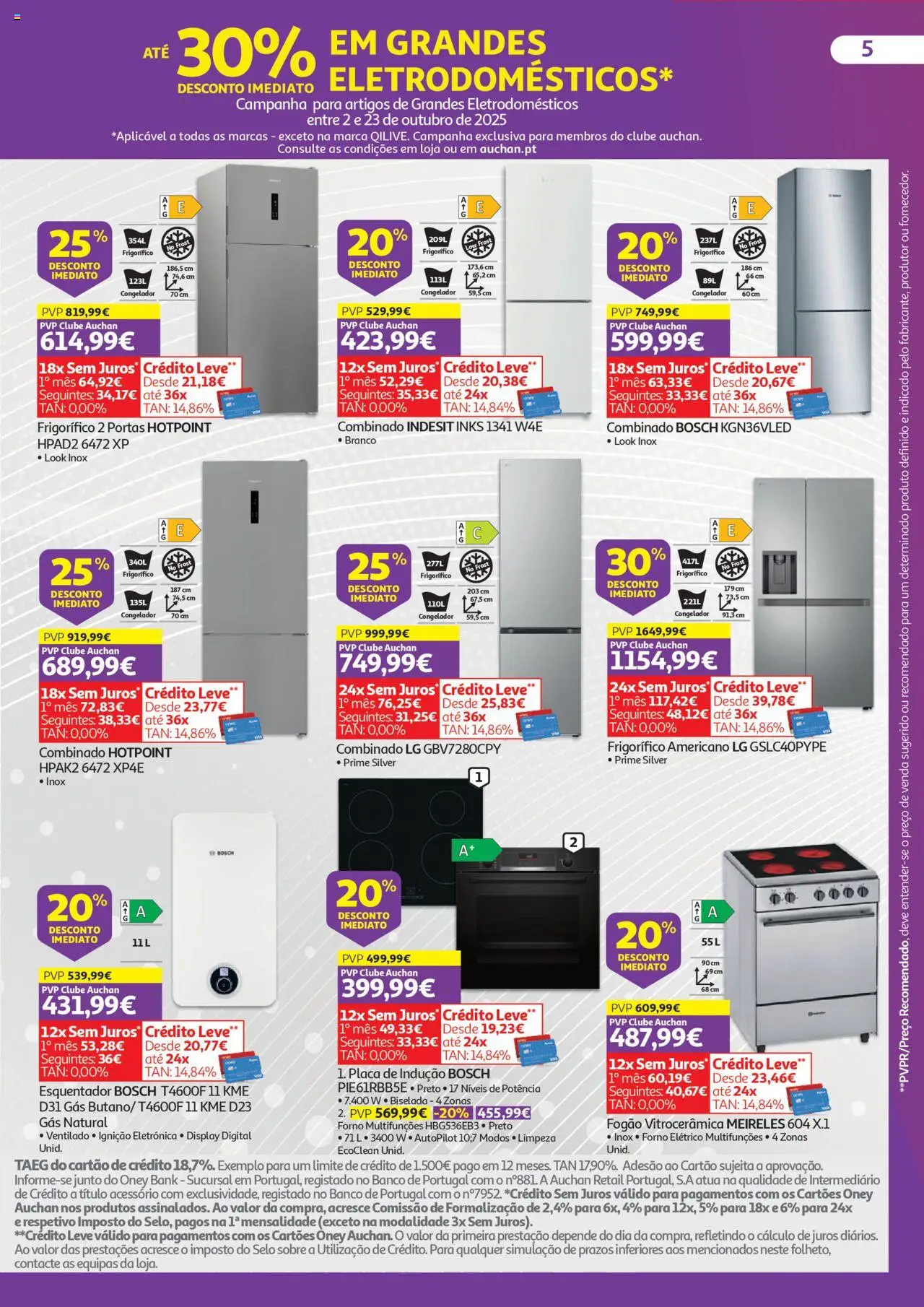 Auchan - Tecno 25 dias │ válido de 02.10.2025 | Página: 5 | Produtos: Forno, Frigorífico, Banco, Portas