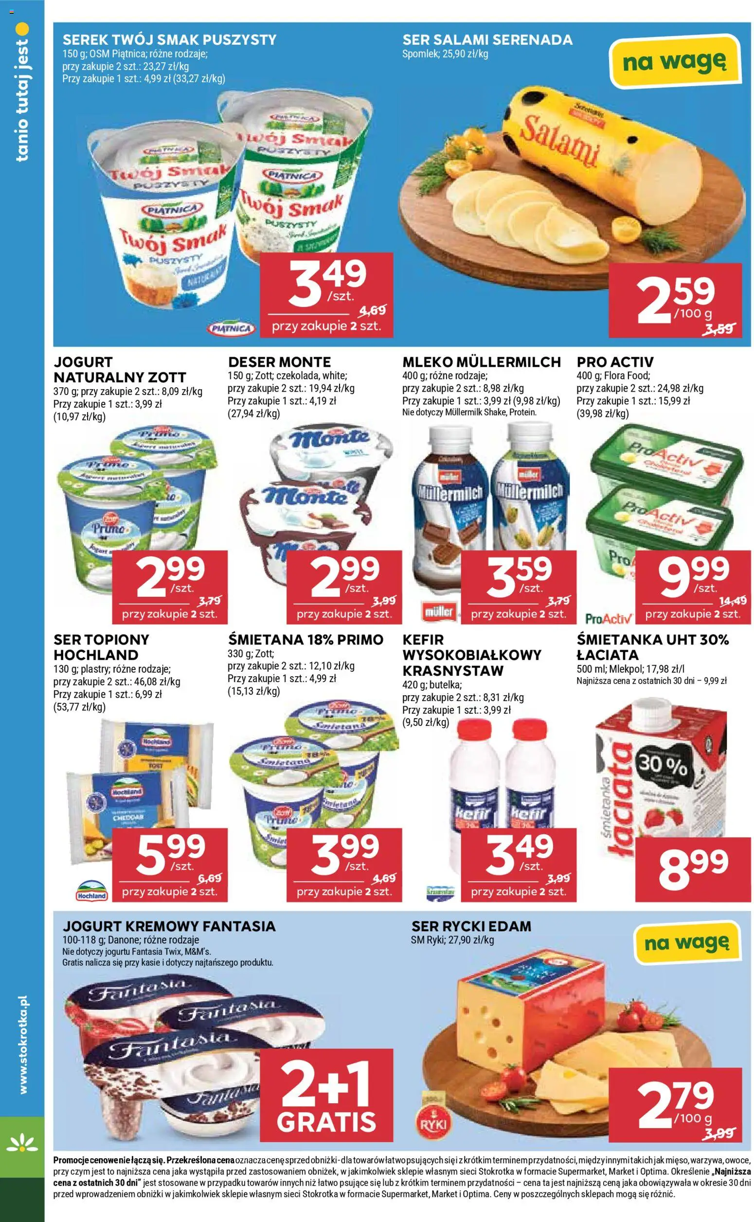 Stokrotka gazetka od 09.04.2026 | Strona: 22 | Produkty: Ser topiony, Kefir, Jogurt, Salami