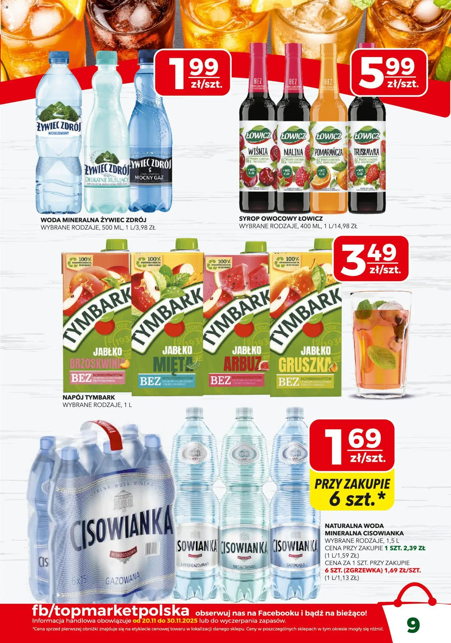 Top Market Gazetka od 20.11.2025 | Strona: 9 | Produkty: Syrop, Arbuz, Malina, Woda