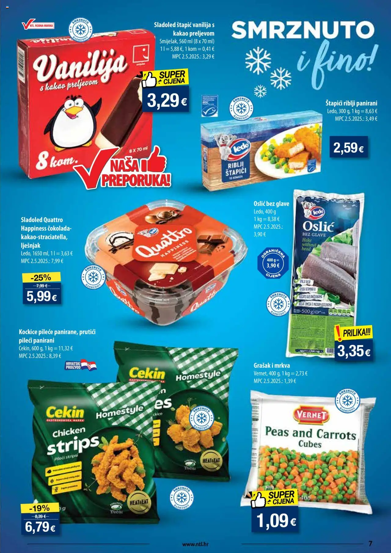 NTL katalog | vrijedi od 06.08.2025 | Stranica: 7 | Proizvodi: Čokolada, Sladoled, Grašak, Oslić