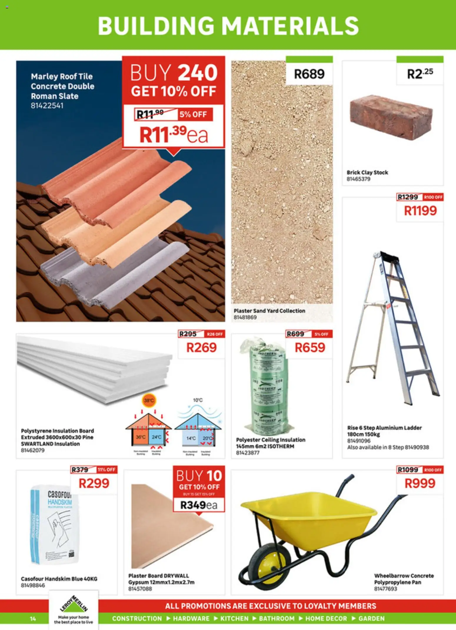 New Leroy Merlin catalogue – valid from 02.03.2026 | Page: 14 | Products: Wheelbarrow, Plaster, Stock, Clay