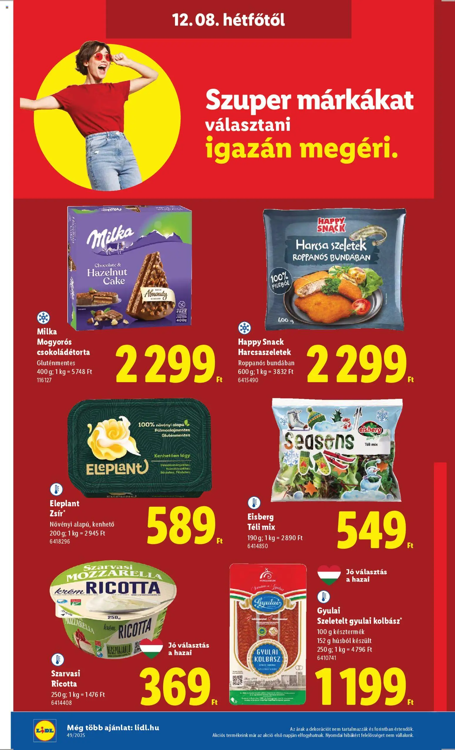 Lidl akciós ujság - amely érvényes a következő dátumtól: 04.12.2025 | Oldal: 54 | Termékek: Mozzarella, Ricotta, Kolbász, Gluténmentes