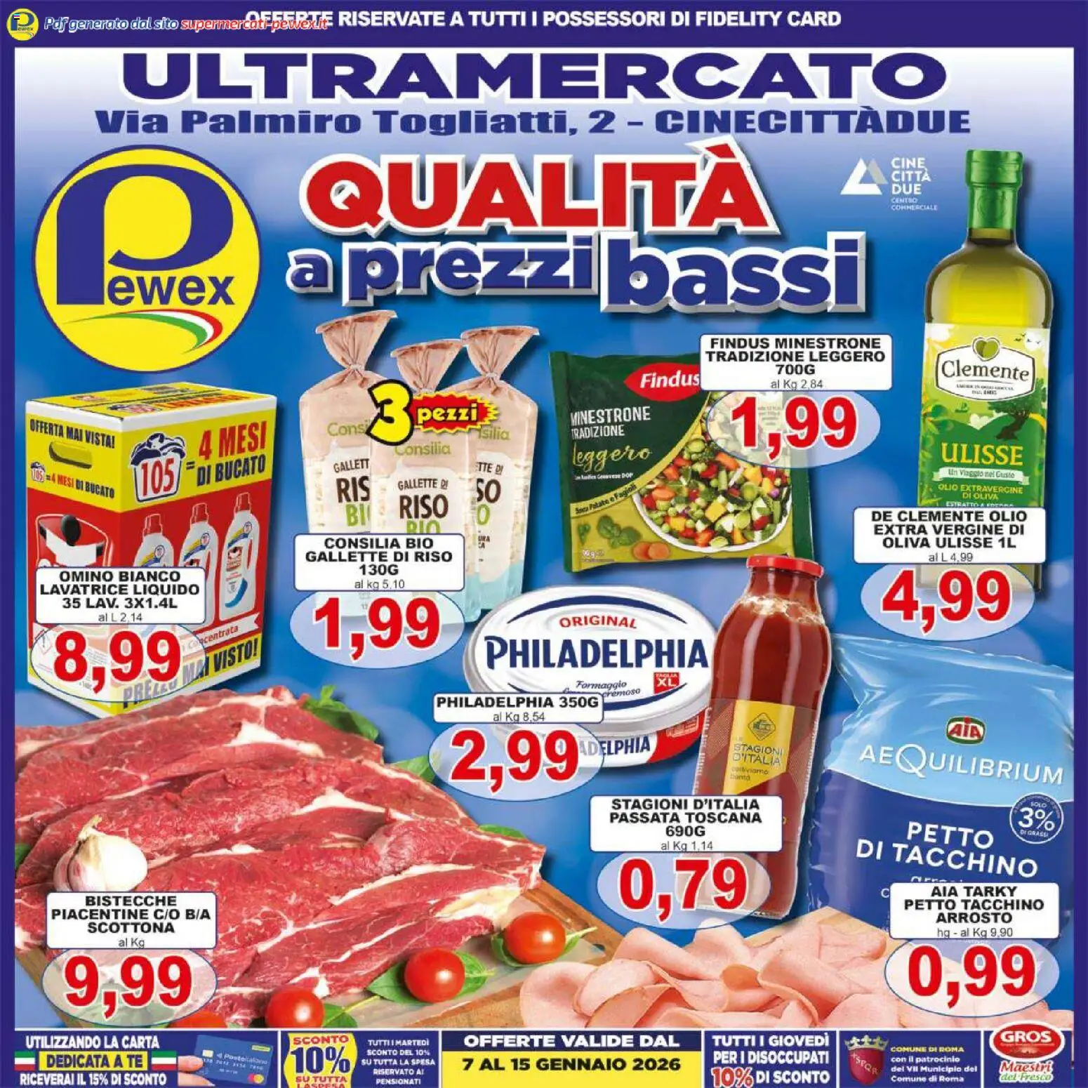 Volantino Pewex del 07.01.2026 | Pagina: 1 | Prodotti: Arrosto, Fagioli, Patate, Tacchino
