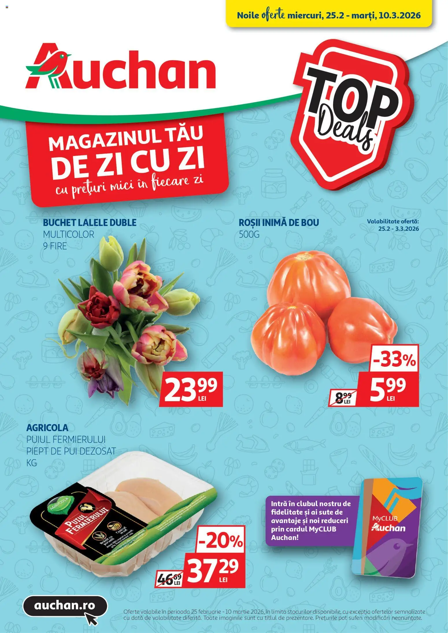 Noul catalog Auchan – valabil de la 25.02.2026 | Pagină: 1 | Produse: Hacıyatmaz Kedi Oyuncağı, Mici, Roșii, Porumb