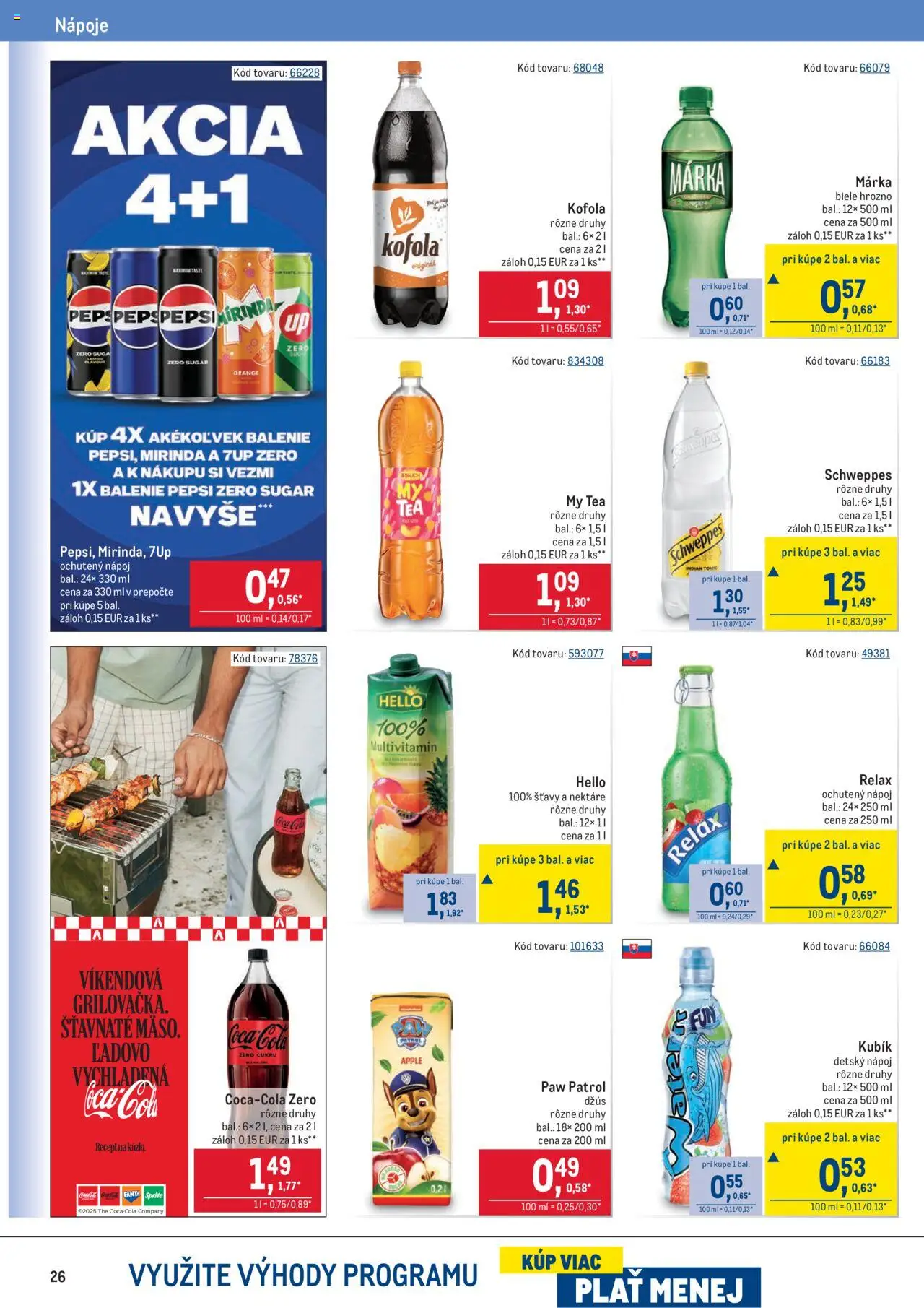 Metro Maloobchod │ platný od 13.08.2025 | Strana: 26 | Produkty: Džús, Sprite, Fanta, Hrozno