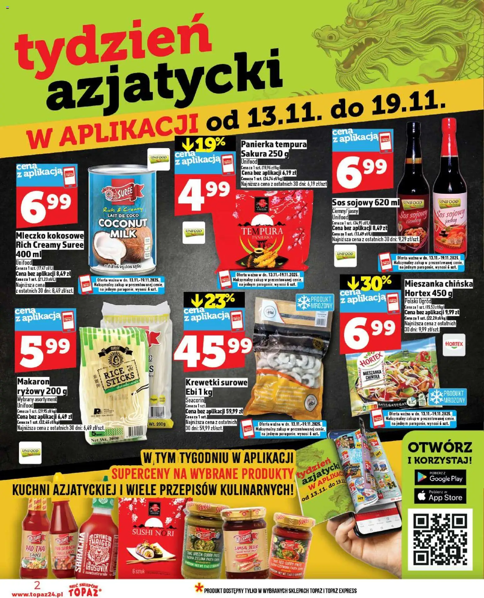 Topaz Gazetka MAZ od 13.11.2025 | Strona: 2 | Produkty: Curry, Mieszanka chińska, Makaron, Sos