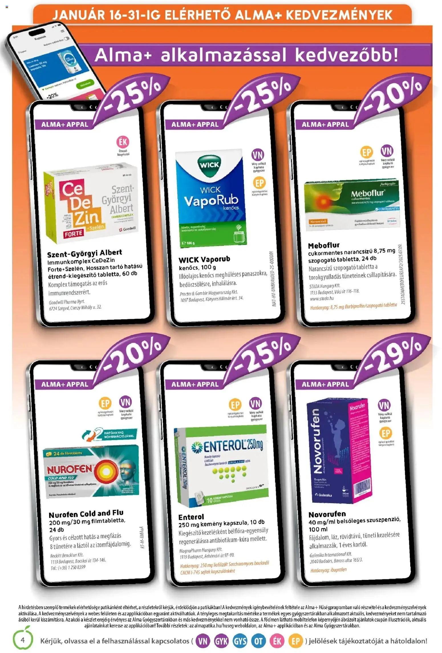 Alma Gyógyszertárak akciós ujság - amely érvényes a következő dátumtól: 31.12.2025 | Oldal: 4 | Termékek: Alma