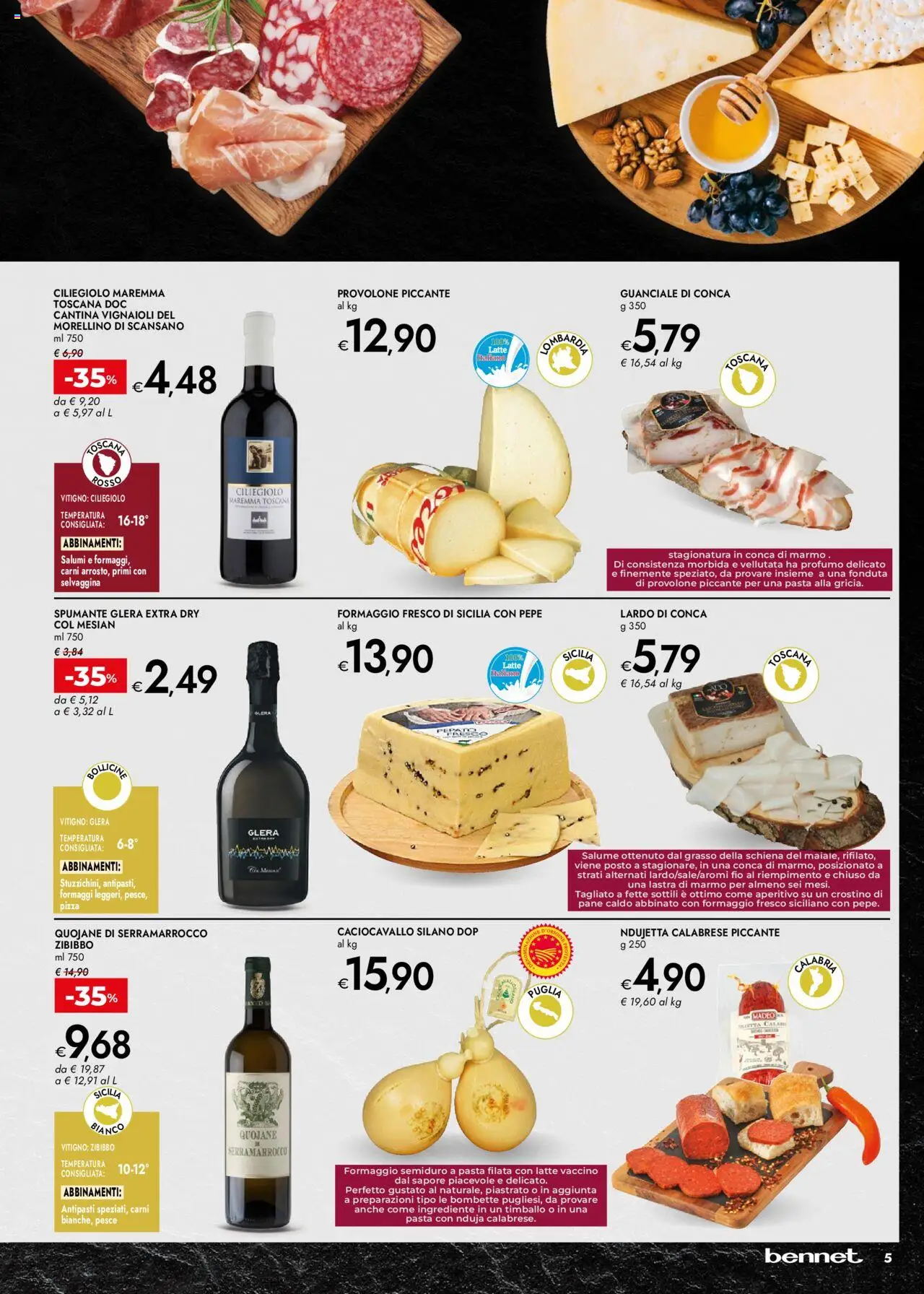 Volantino bennet del 16.10.2025 | Pagina: 5 | Prodotti: Pizza, Pesce, Formaggio, Spumante