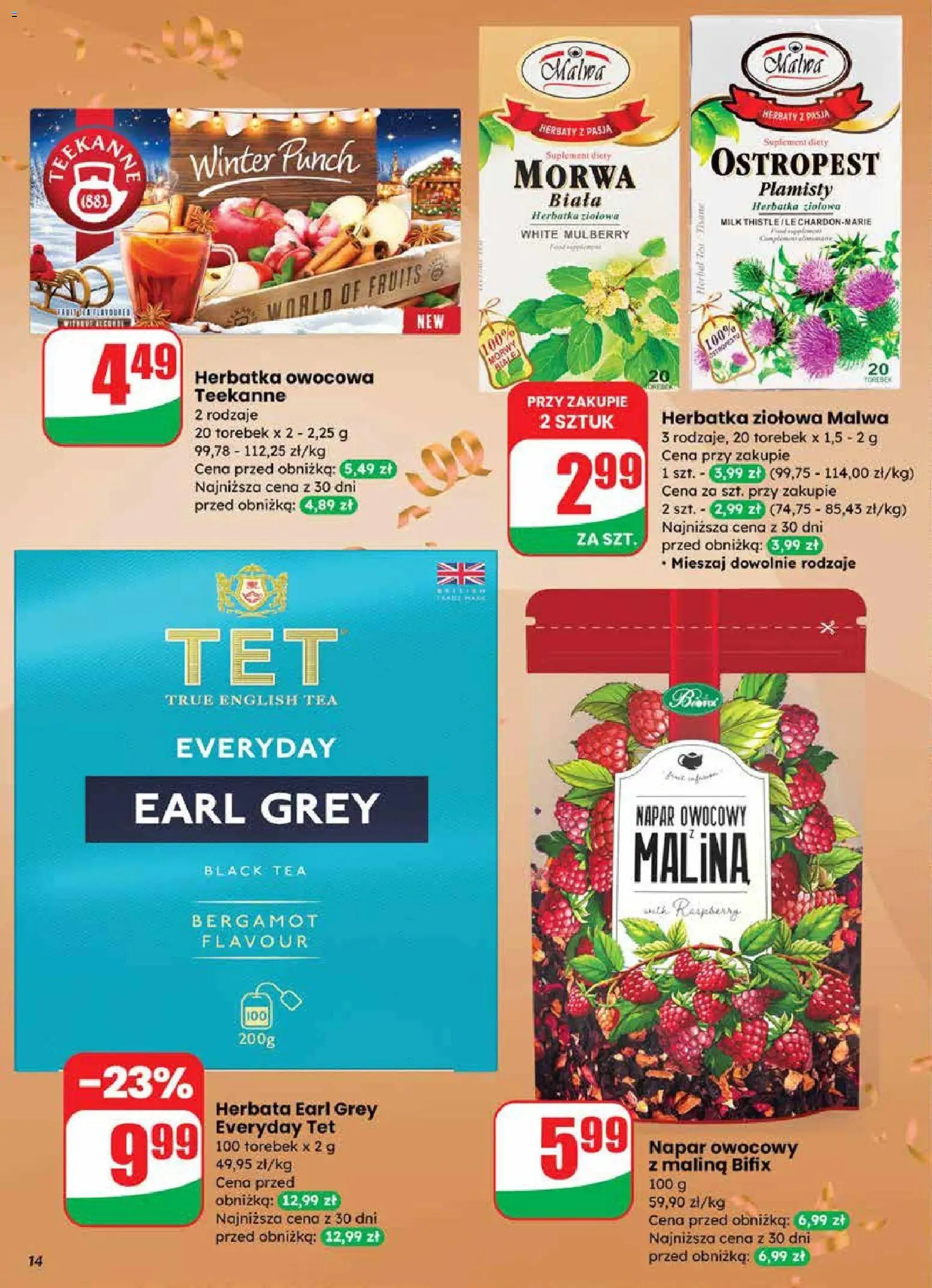 Dino Gazetka od 27.12.2025 | Strona: 14 | Produkty: Malina, Herbata earl grey, Herbata