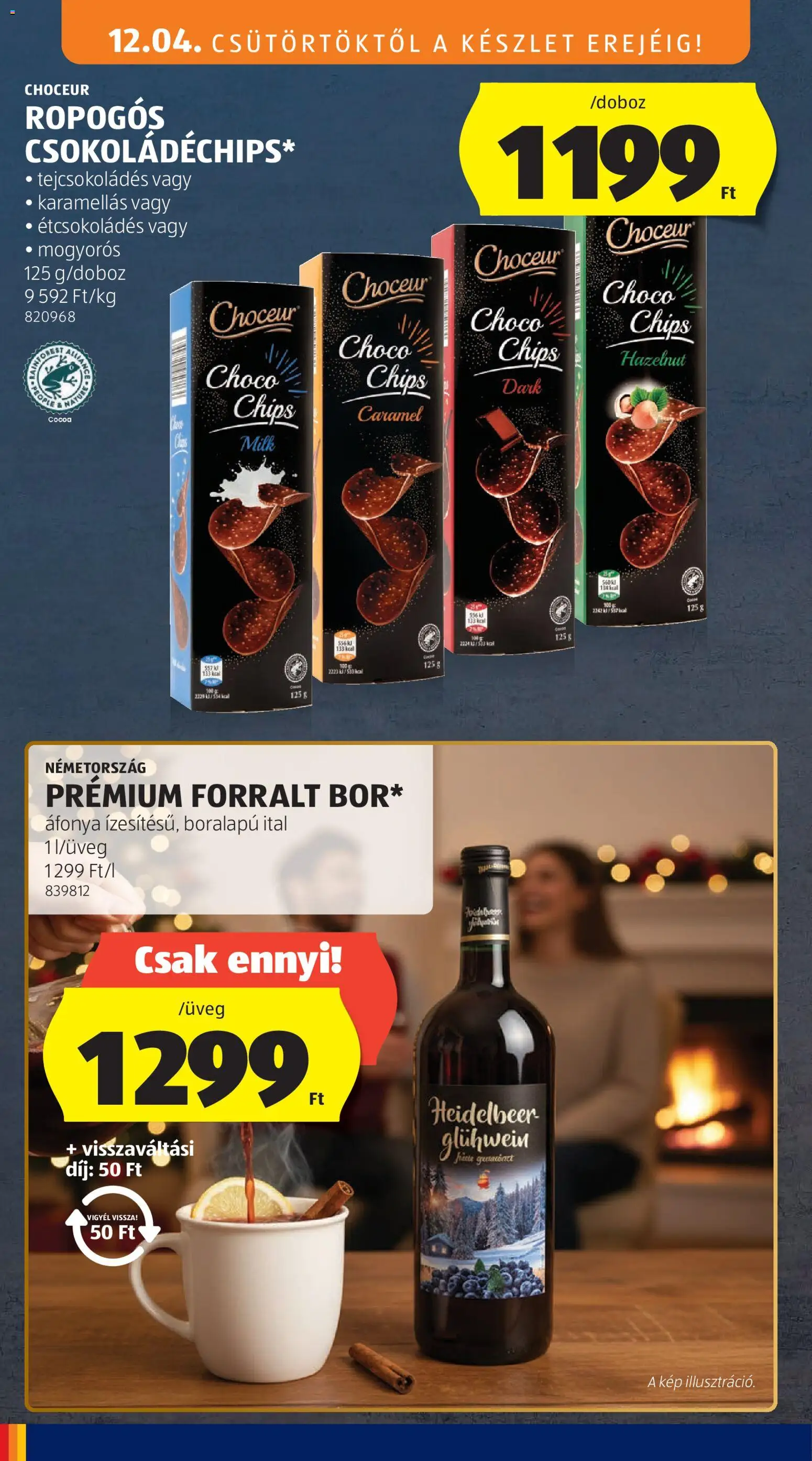 Aldi akciós ujság - amely érvényes a következő dátumtól: 04.12.2025 | Oldal: 4 | Termékek: Áfonya, Chips