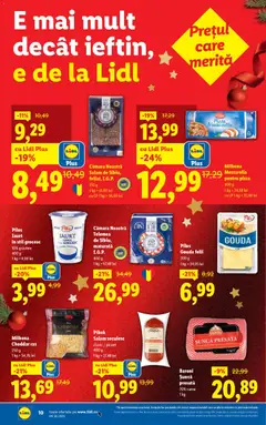 Ofertele Lidl valabile de la 08.12.2025 | Pagină: 10 | Produse: Mozzarella, Salam, Șuncă, Pizza