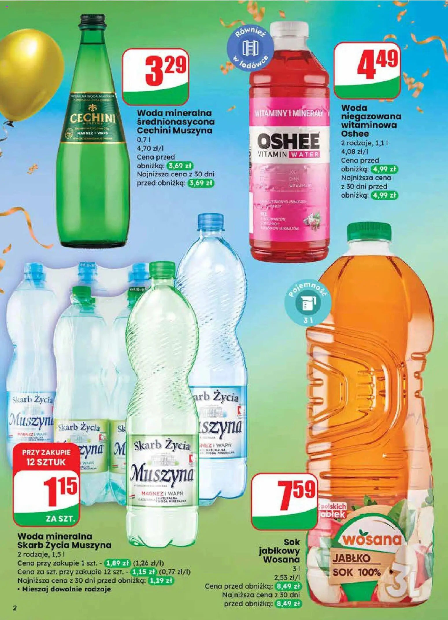 Dino Gazetka od 27.12.2025 | Strona: 2 | Produkty: Sok jabłkowy, Cechini muszyna, Sok, Woda niegazowana