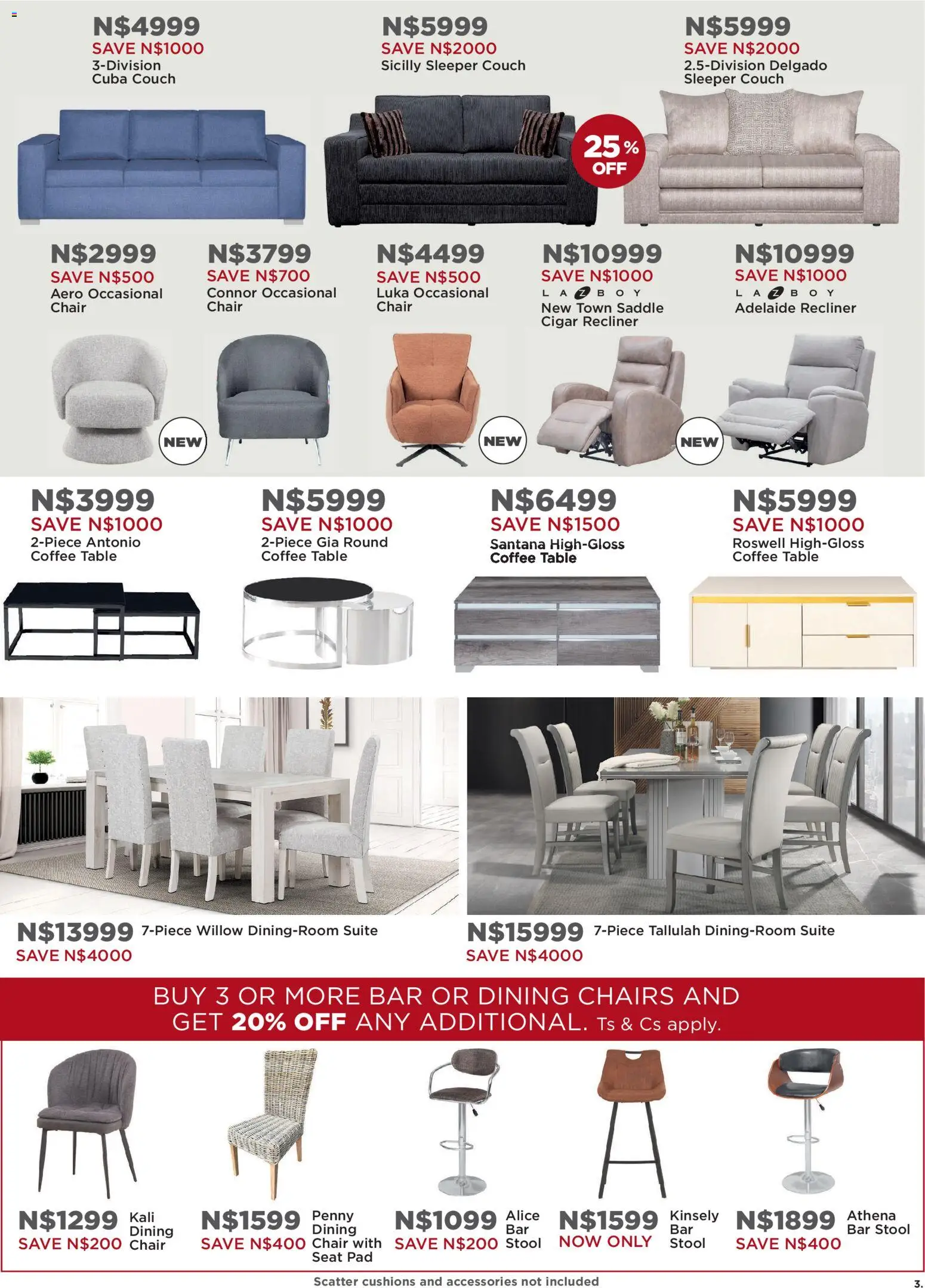 New House and Home catalogue – valid from 24.11.2025 | Page: 3 | Products: Table, Chair, Coffee, Bar stool