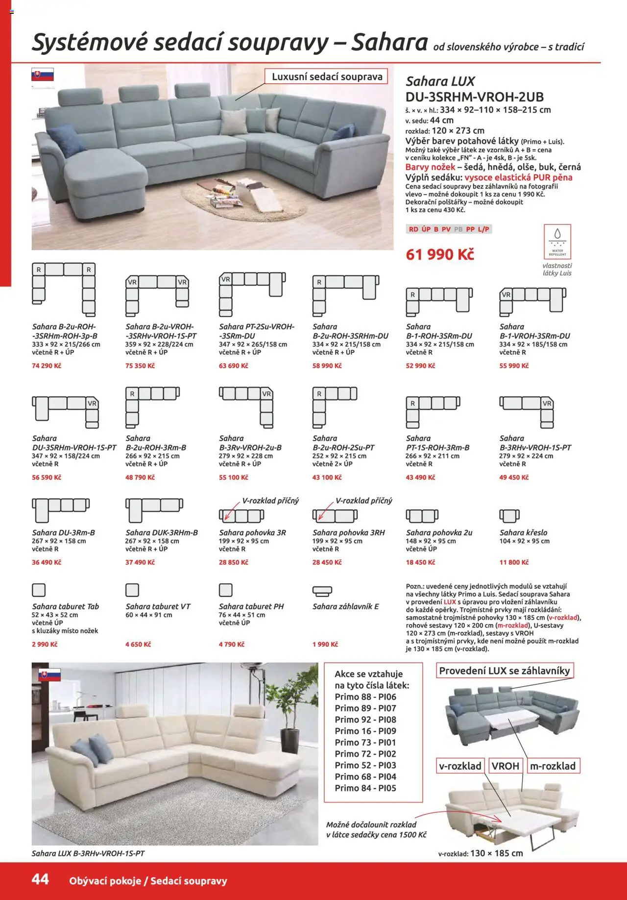 ORFA nábytek katalog 2025-2026 od 01.10.2025 | Strana: 44 | Produkty: Sedací souprava, Pohovka, Barvy, Sedačky