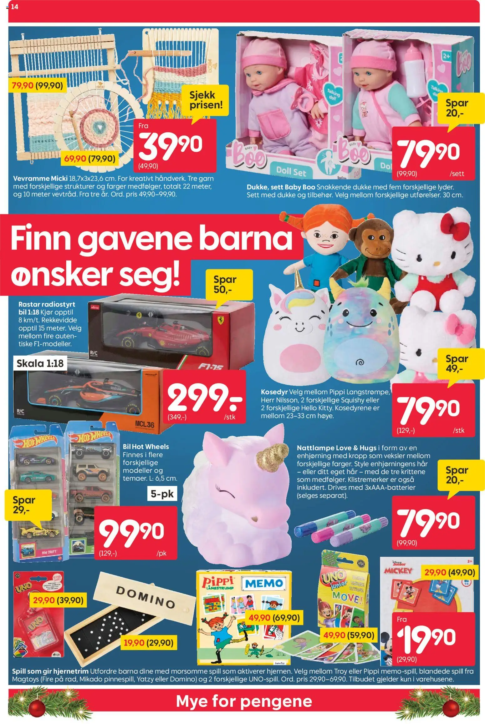 {H1} | Side: 14 | Produkter: Spill, Nattlampe, Shoppingbag