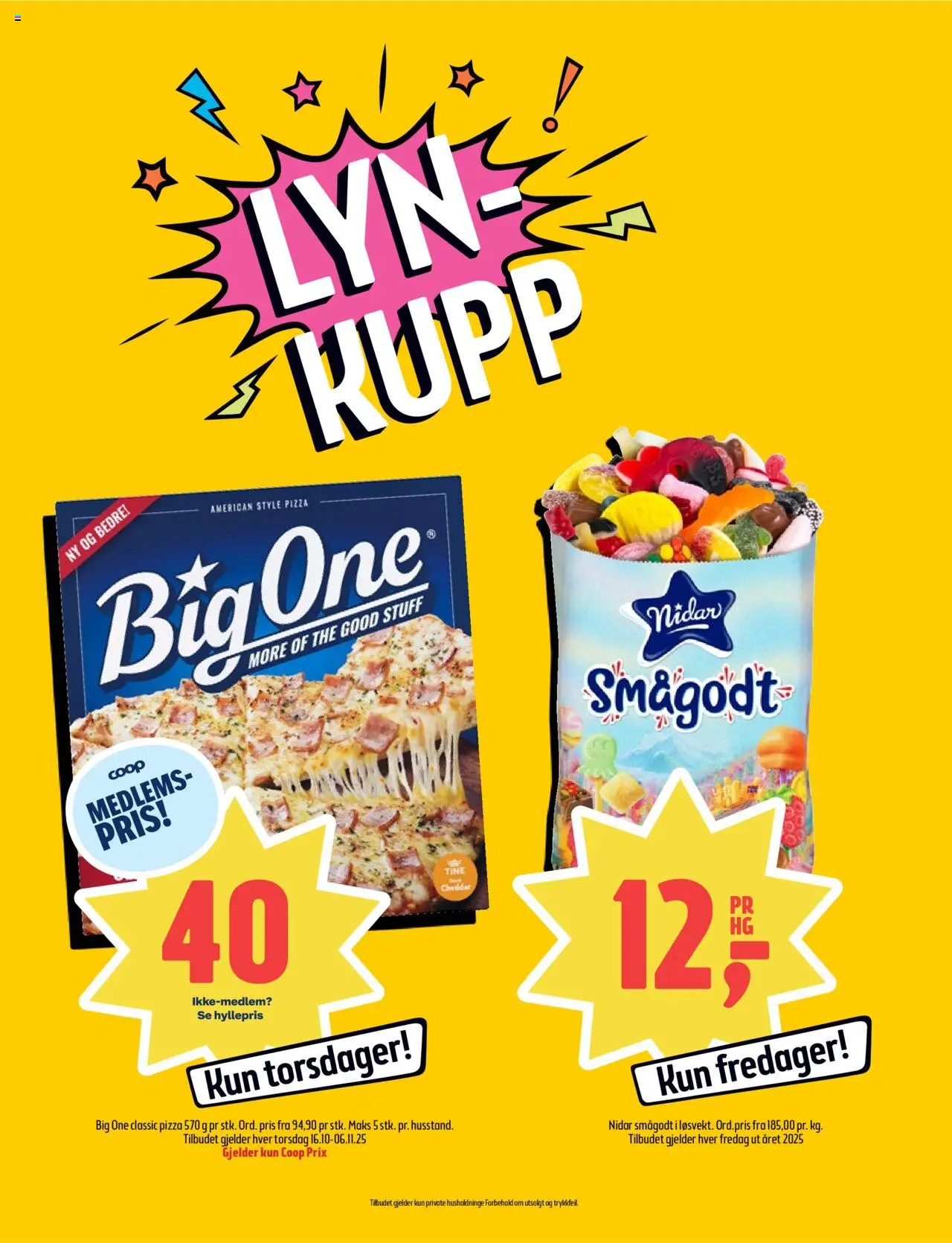 {H1} | Side: 9 | Produkter: Pizza, Smågodt, Cheddar