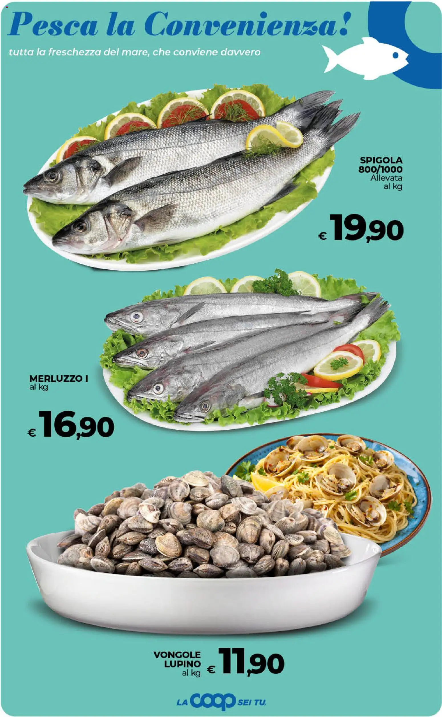 Volantino Ipercoop del 24.02.2026 | Pagina: 25 | Prodotti: Merluzzo, Vongole, Pesca, Spigola