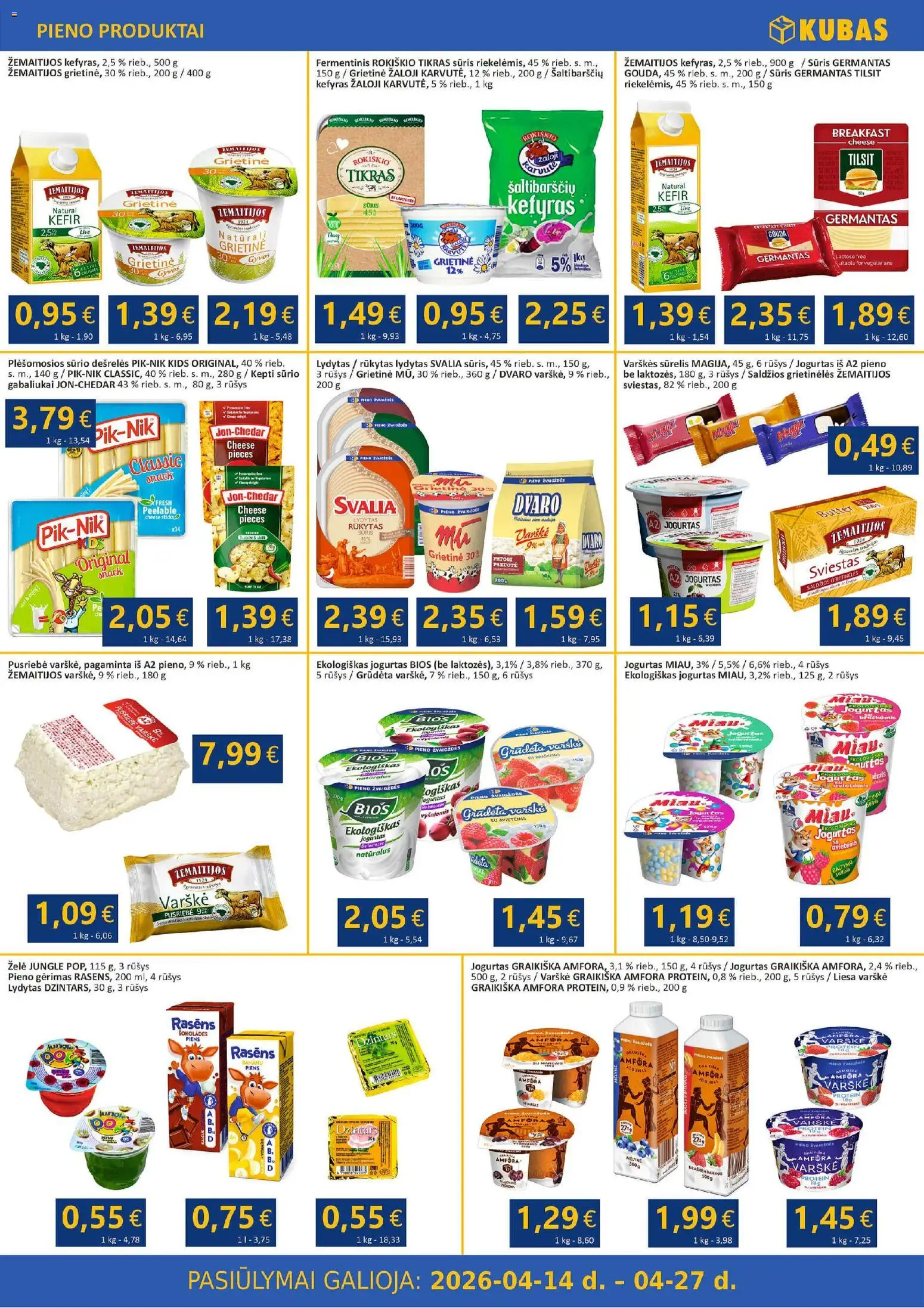 Kubas akcijos nuo 14.04.2026 | Puslapis: 2 | Prekių: Jogurtas, Sūris, Sviestas, Grietinė