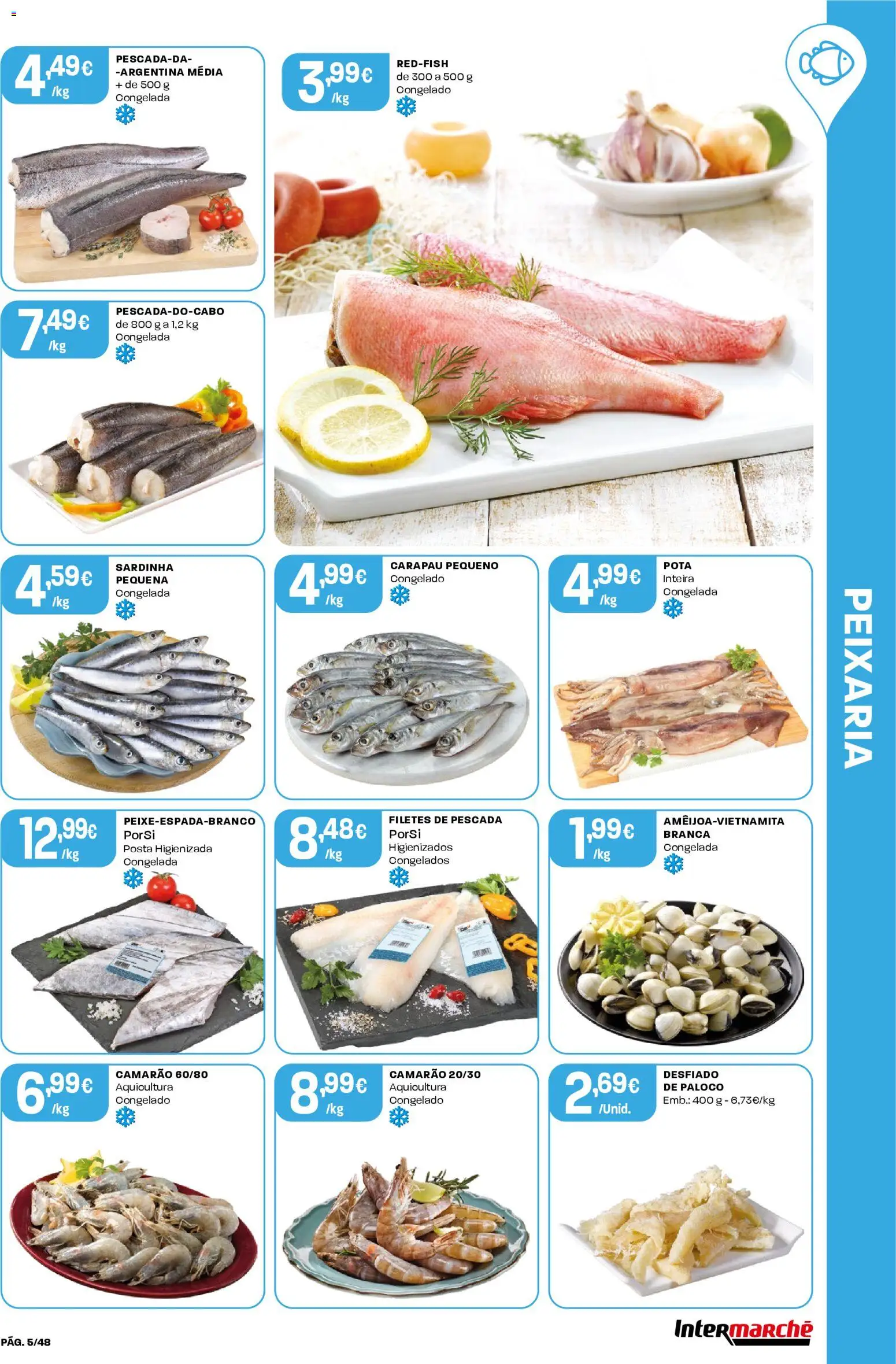 Intermarché folheto │ válido de 05.03.2026 | Página: 5 | Produtos: Pescada, Camarão