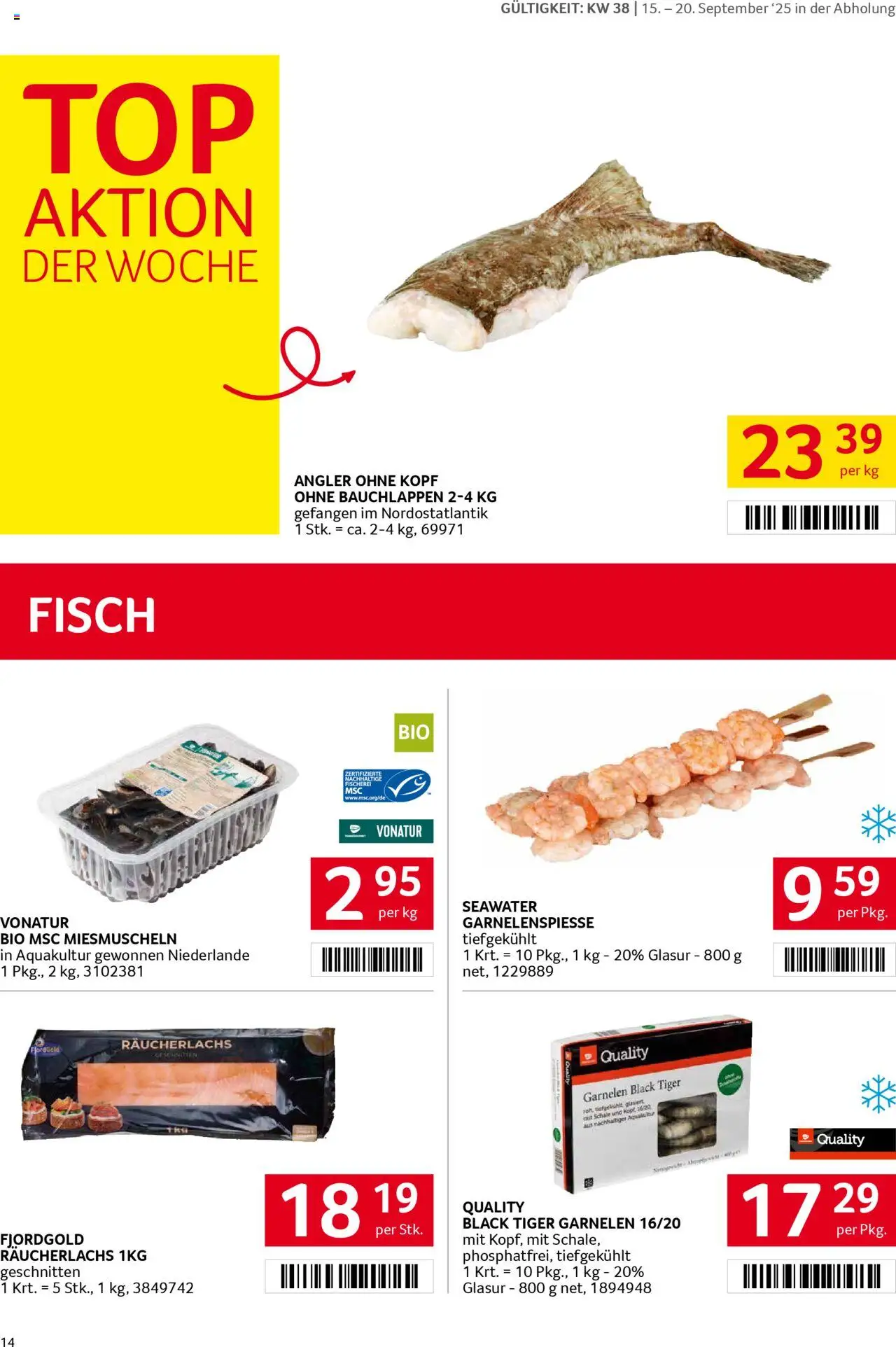 Transgourmet Flugblatt gültig ab 14.09.2025 | Seite: 14 | Produkte: Fisch