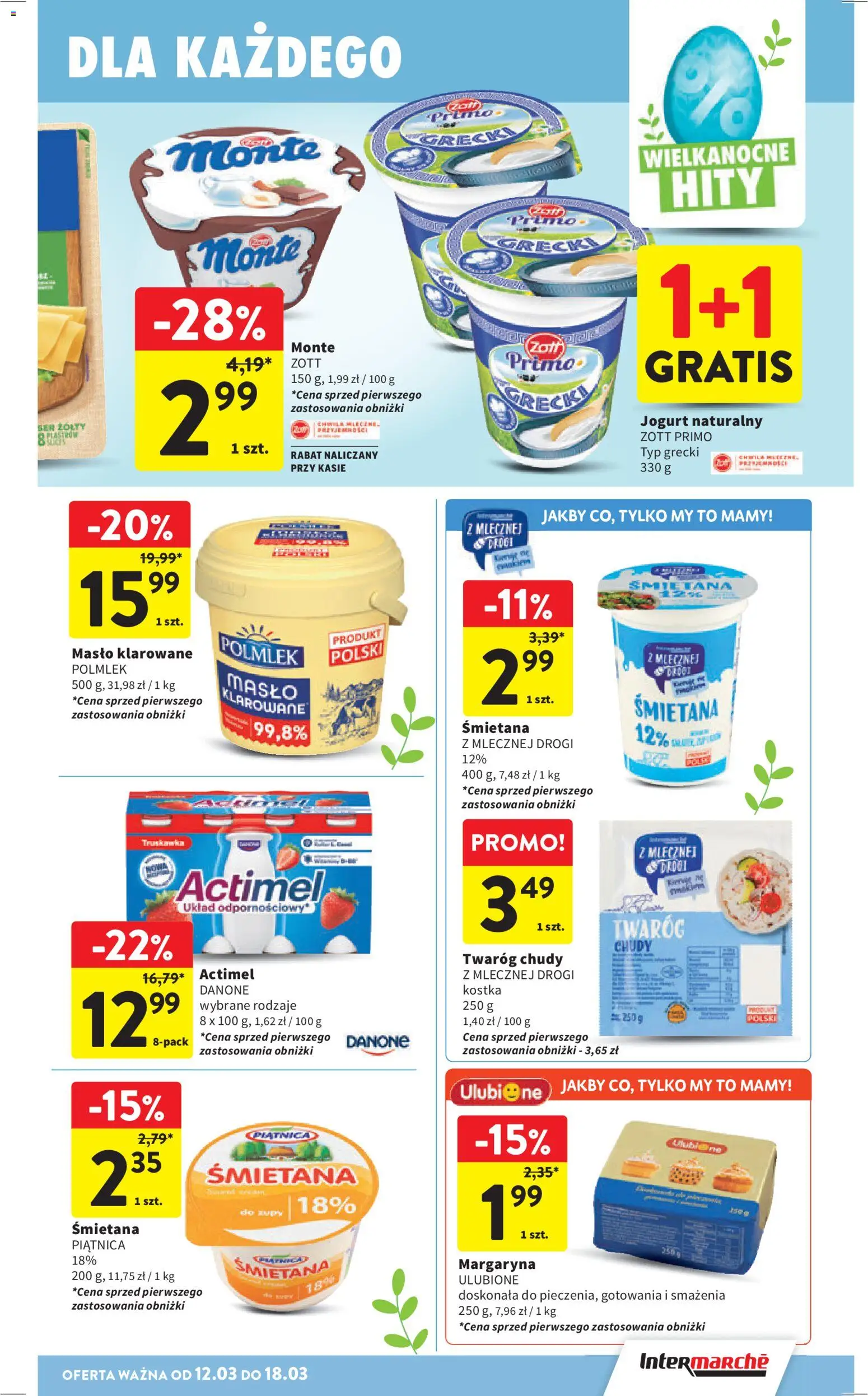 Intermarche gazetka od 12.03.2026 | Strona: 29 | Produkty: Masło klarowane, Jogurt naturalny, Ser, Śmietana
