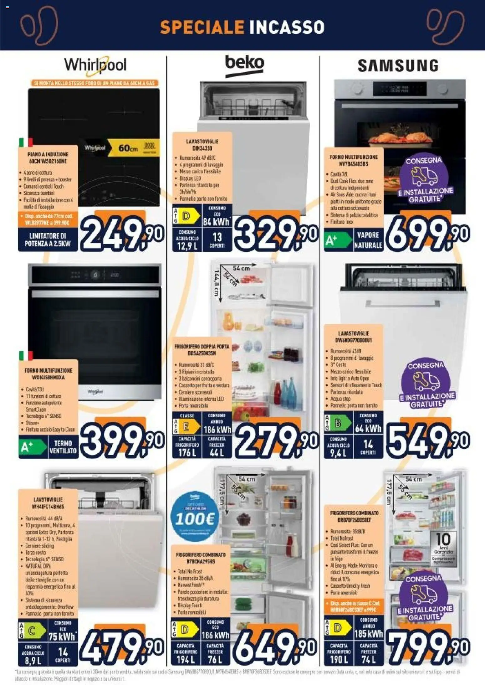 Volantino Unieuro del 03.04.2026 | Pagina: 8 | Prodotti: Acqua, Frutta, Frigorifero, Samsung