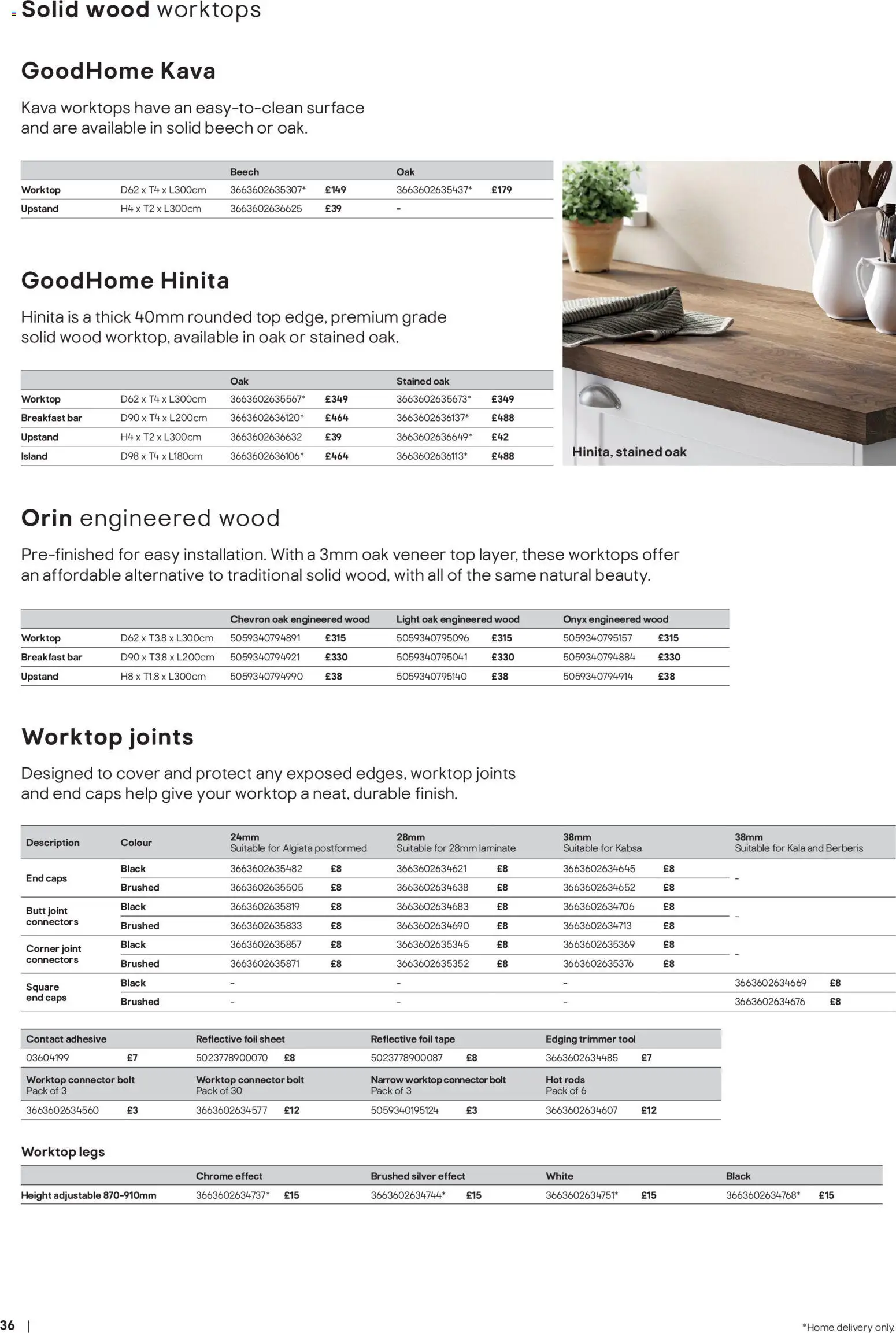 {H1} | Page: 36 | Products: Worktop, Connector, End caps