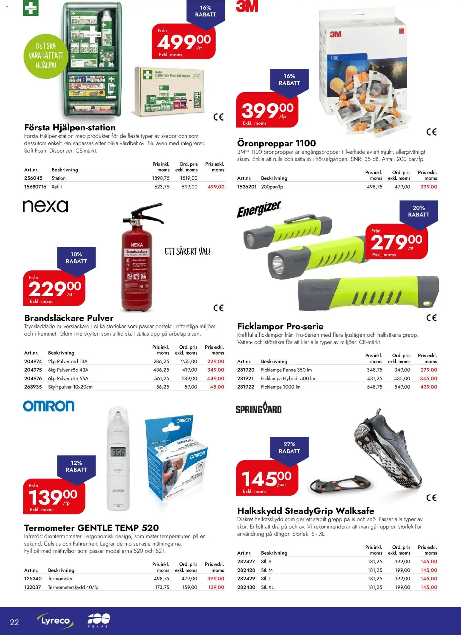 Lyreco reklamblad aktuell från 12.01.2026 | Sida: 22 | Produkter: Termometer, Brandsläckare, Penna, Ficklampa