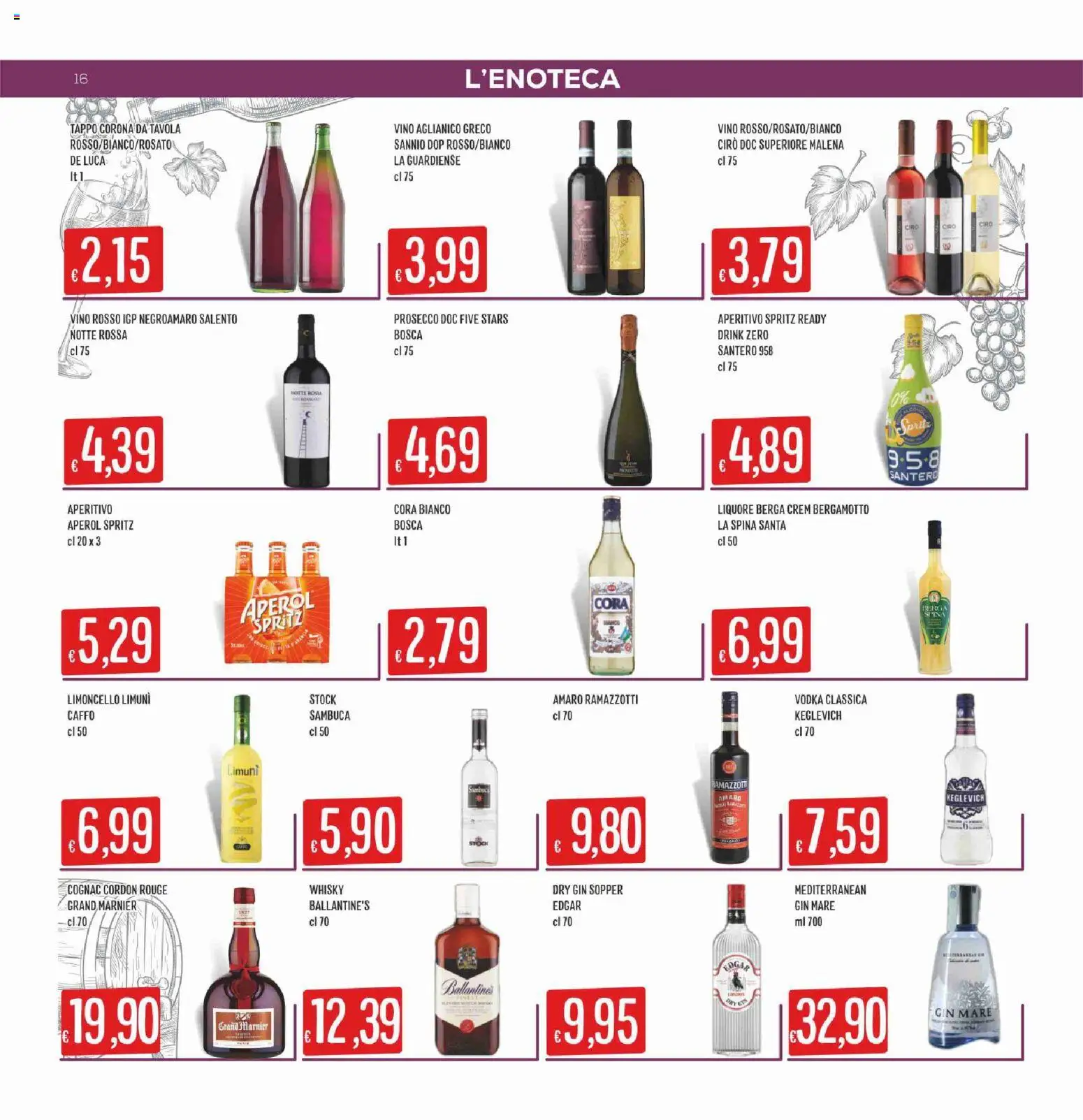 Volantino SISA del 07.04.2026 | Pagina: 16 | Prodotti: Limoncello, Aperol, Vino rosso, Amaro