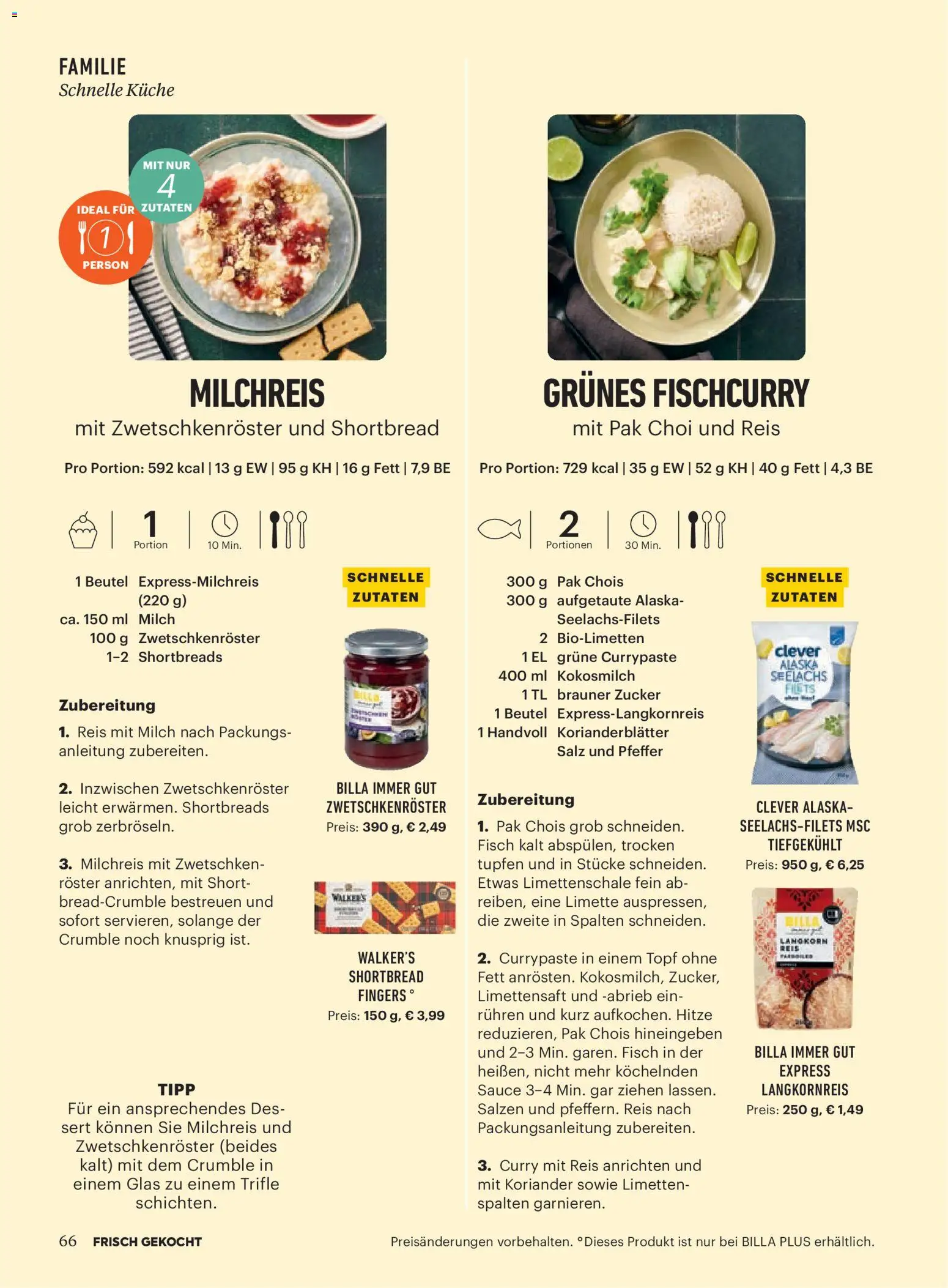 Billa  Frisch Gekocht gültig ab 01.01.2026 | Seite: 62 | Produkte: Zucker, Pfeffer, Milch, Reis