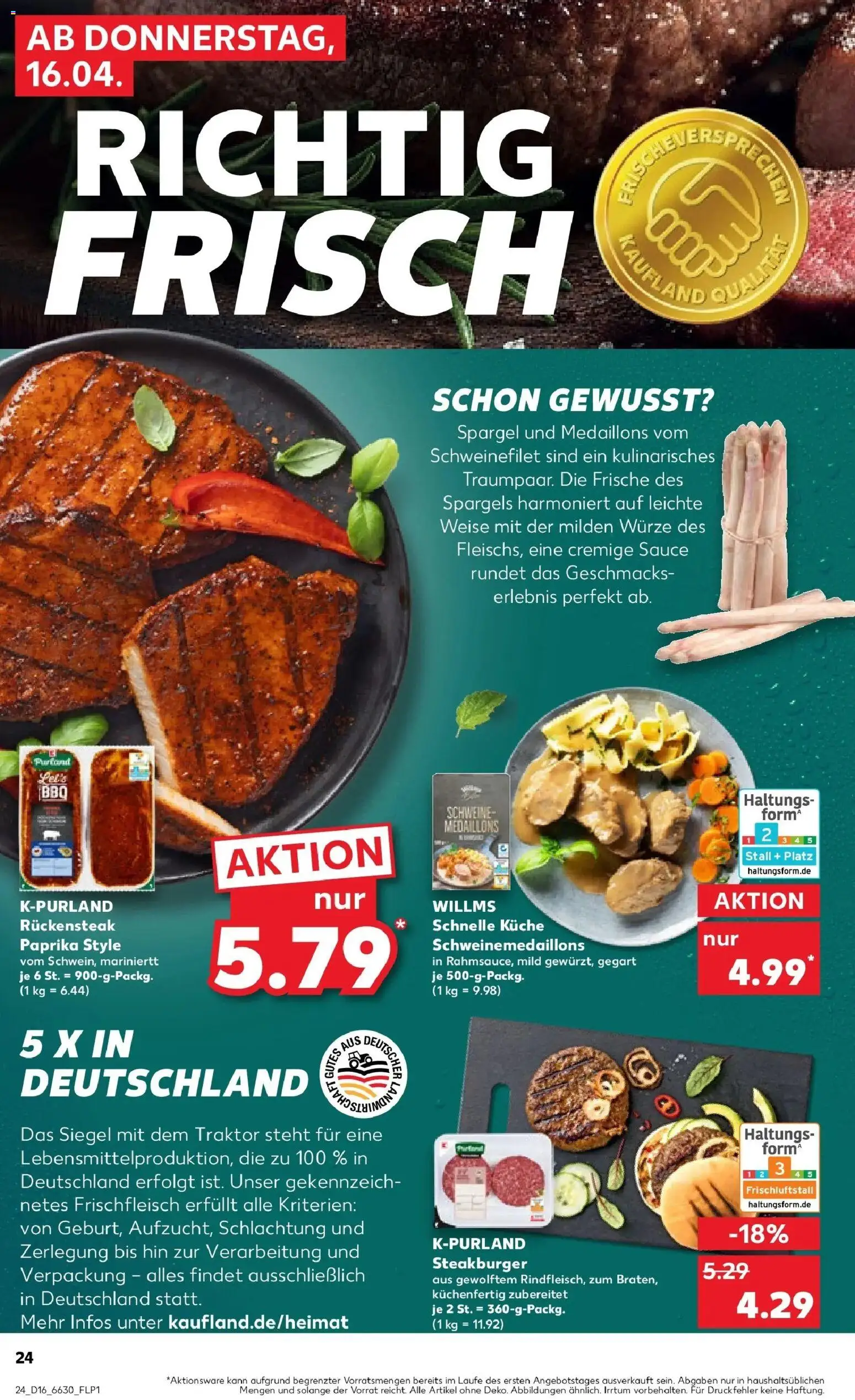 Kaufland Prospekt Kreuztal	 – gültig ab 16.04.2026 | Seite: 24 | Produkte: Küche, Burger, Paprika, Steak