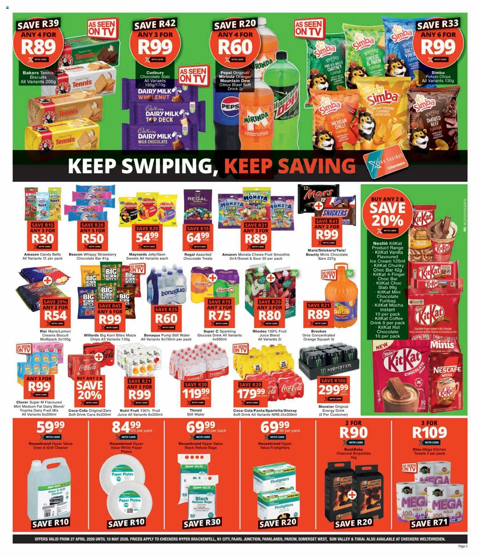 New Checkers catalogue – valid from 27.04.2026 | Page: 5 | Products: Beef, Paper, Salt, Chilli