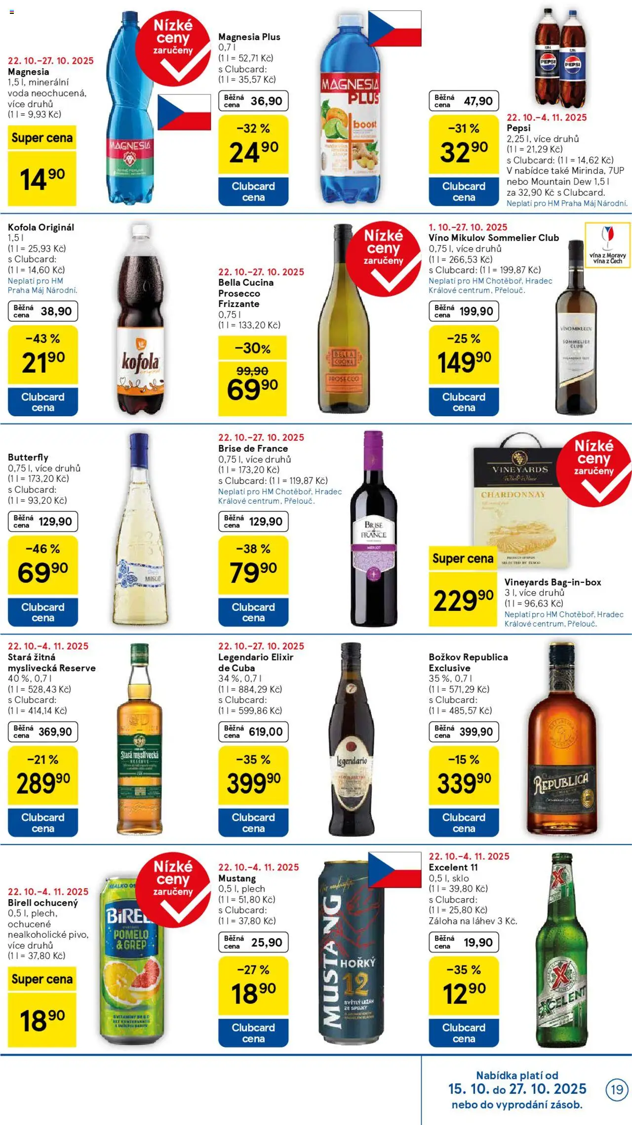 Tesco leták - Hypermarket od 22.10.2025 | Strana: 19 | Produkty: Frizzante, Grep, Stará myslivecká, Prosecco Frizzante