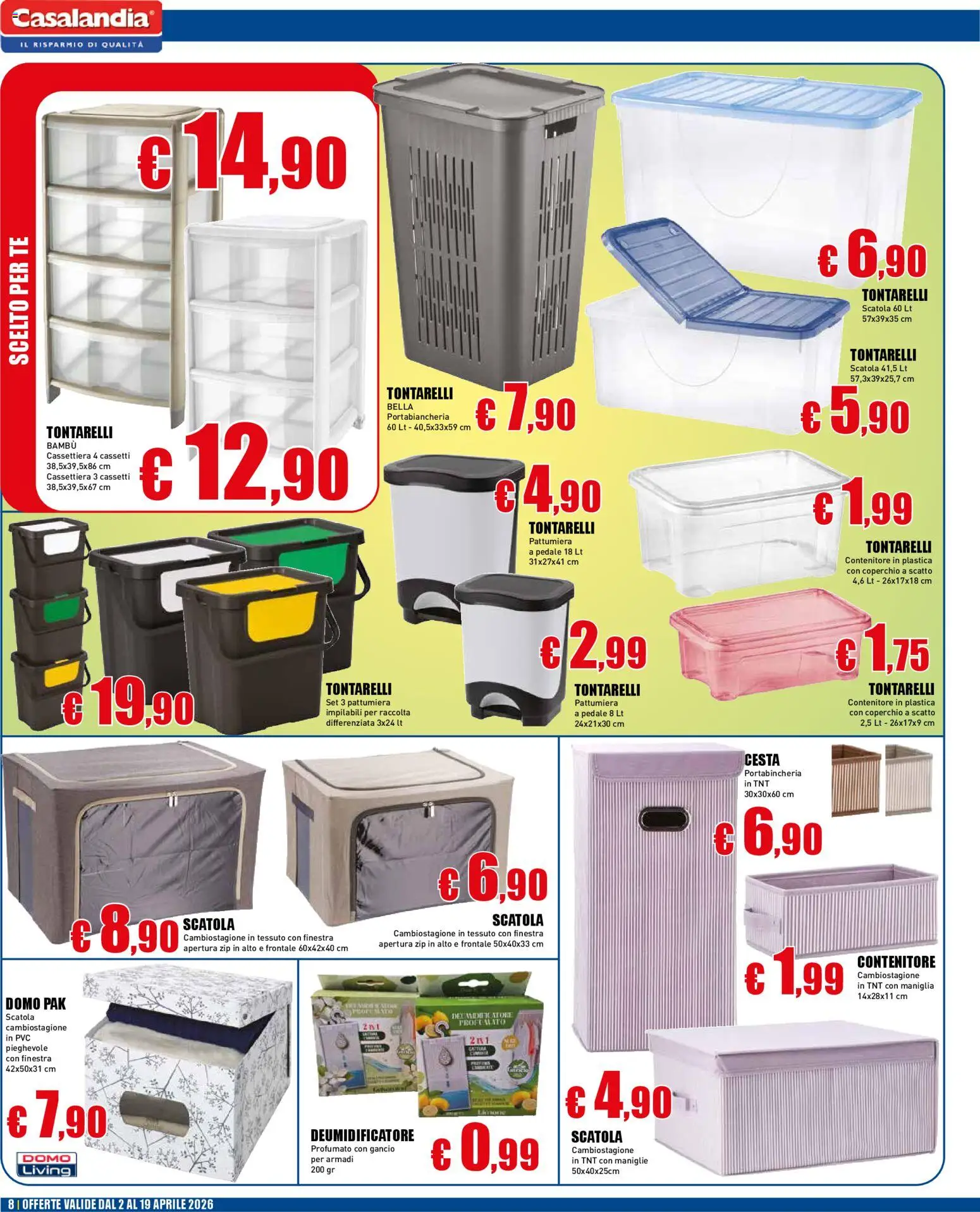 Volantino Casalandia del 02.04.2026 | Pagina: 8 | Prodotti: Tè, Pattumiera, Contenitore, Cassettiera