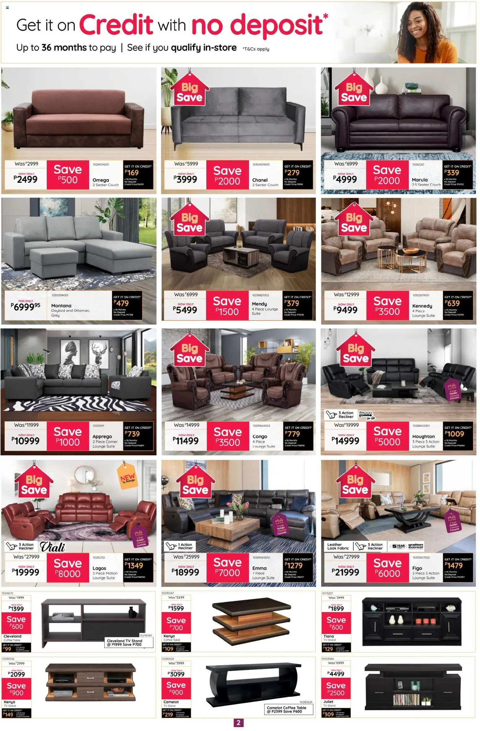 New Bradlows catalogue – valid from 19.02.2026 | Page: 2 | Products: TV, Coffee table, Lounge suite, Coffee