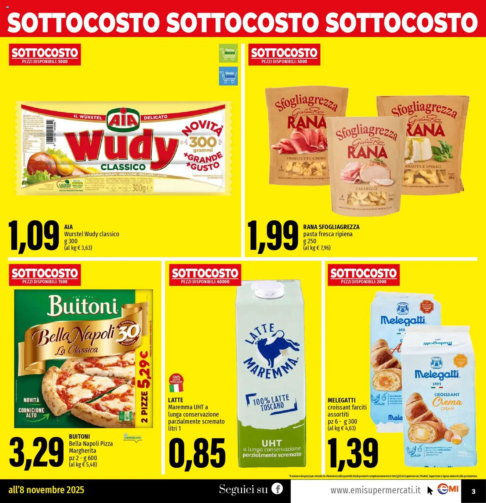 Volantino EMI del 30.10.2025 | Pagina: 3 | Prodotti: Latte, Spinaci, Ricotta, Croissant