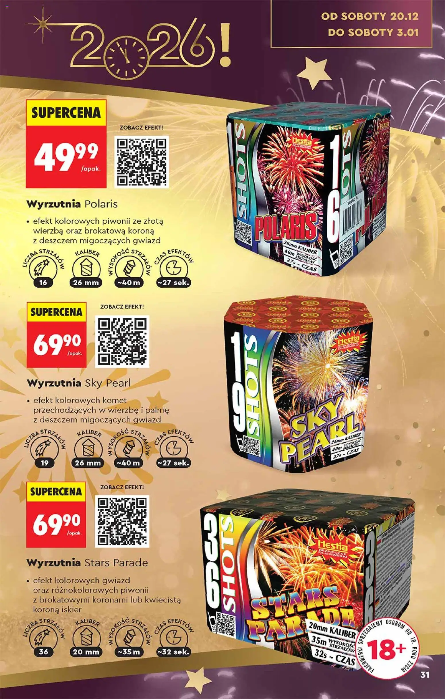 Biedronka gazetka - Hity i inspiracje od 13.12.2025 | Strona: 31 | Produkty: Wyrzutnia, Fajerwerki